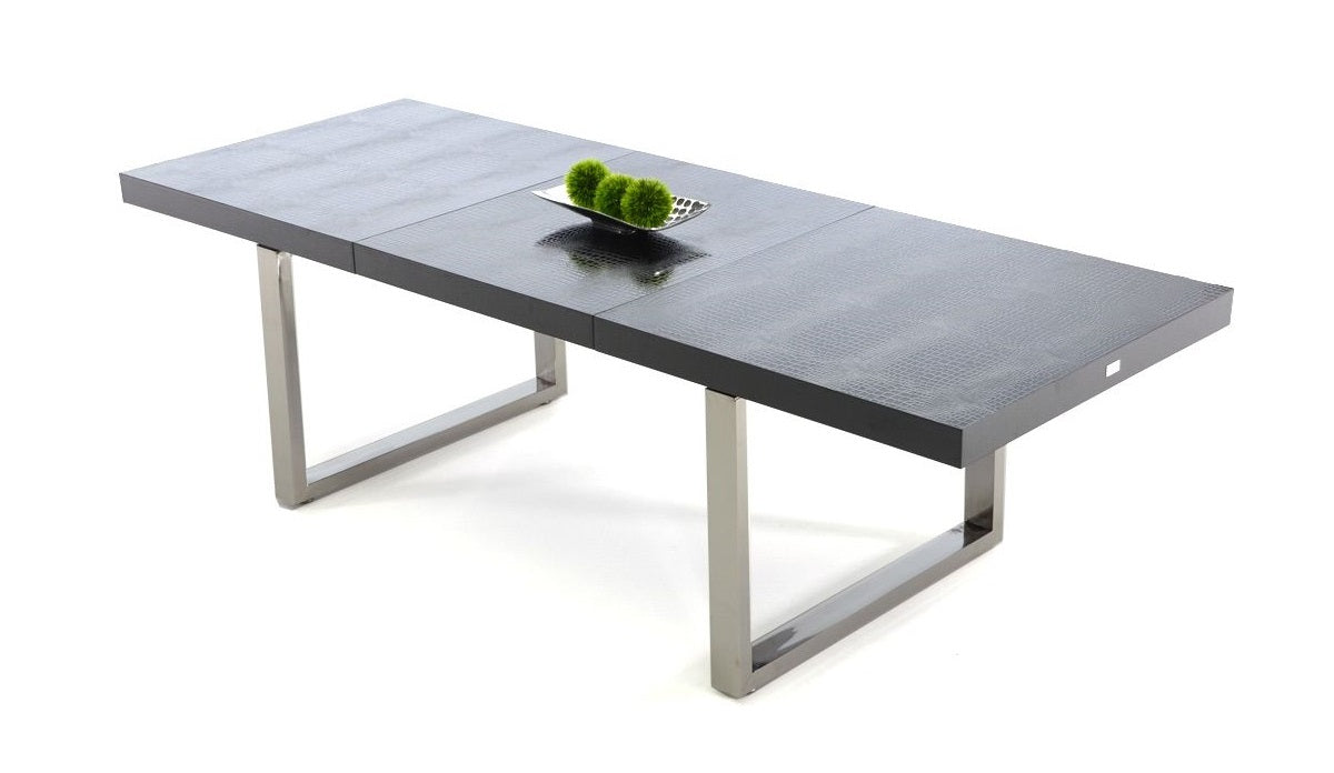 Skyline Modern Crocodile Lacquer Extendable Dining Table