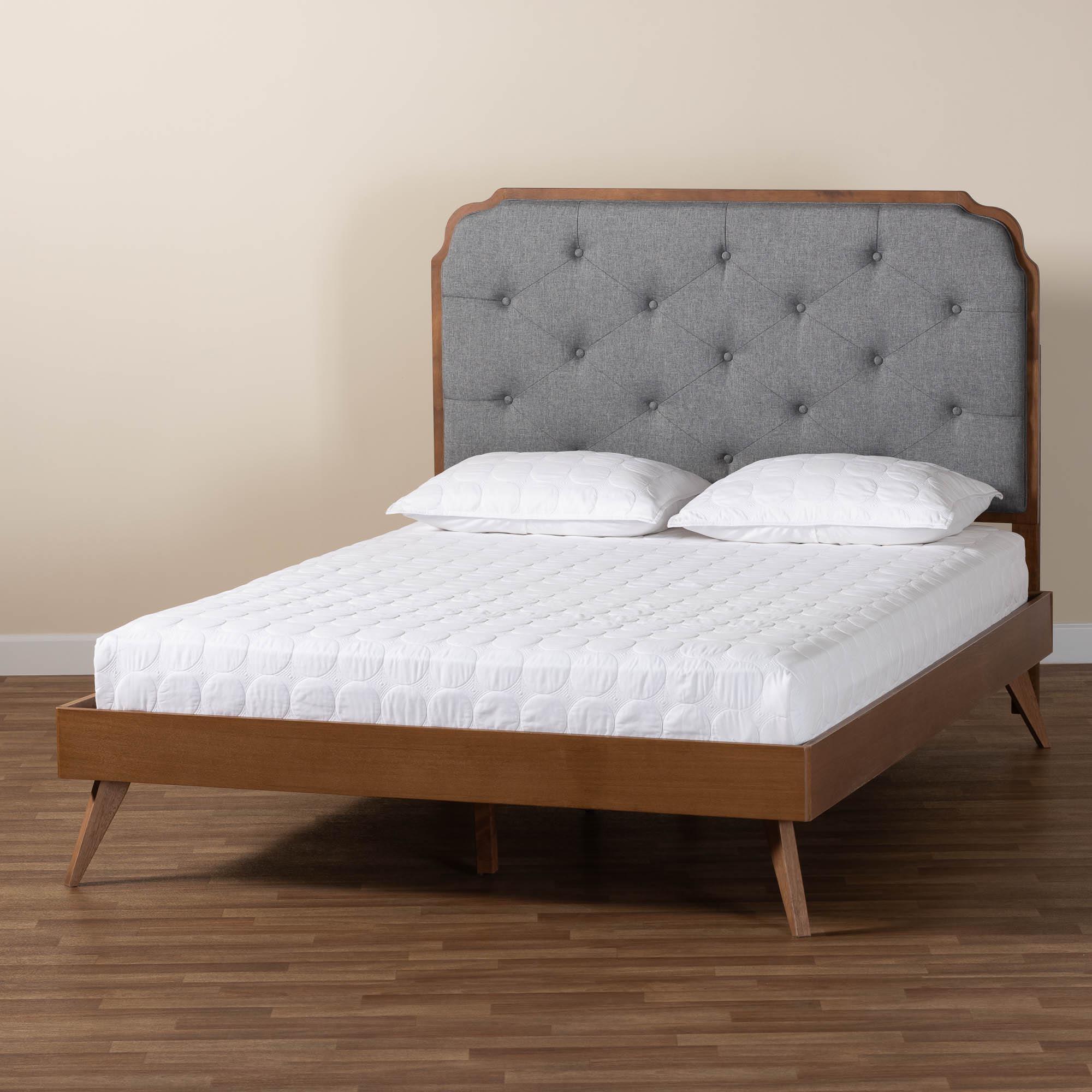 Lorana Mid-Century Modern Fabric and Wood Platform Bed