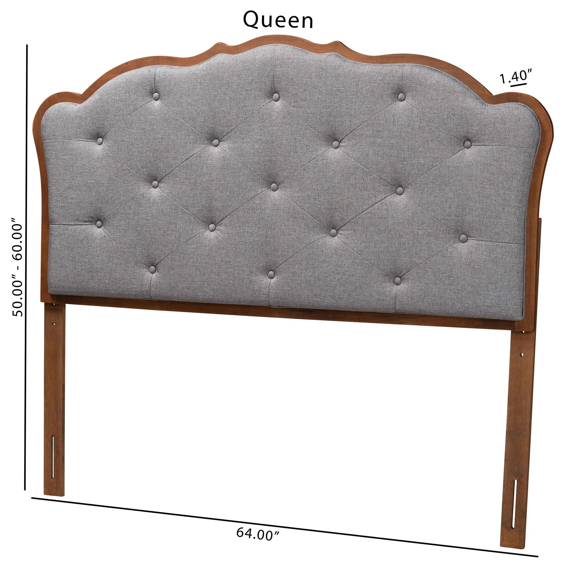 Leandra Classic and Traditional Fabric and Finished Wood Headboard