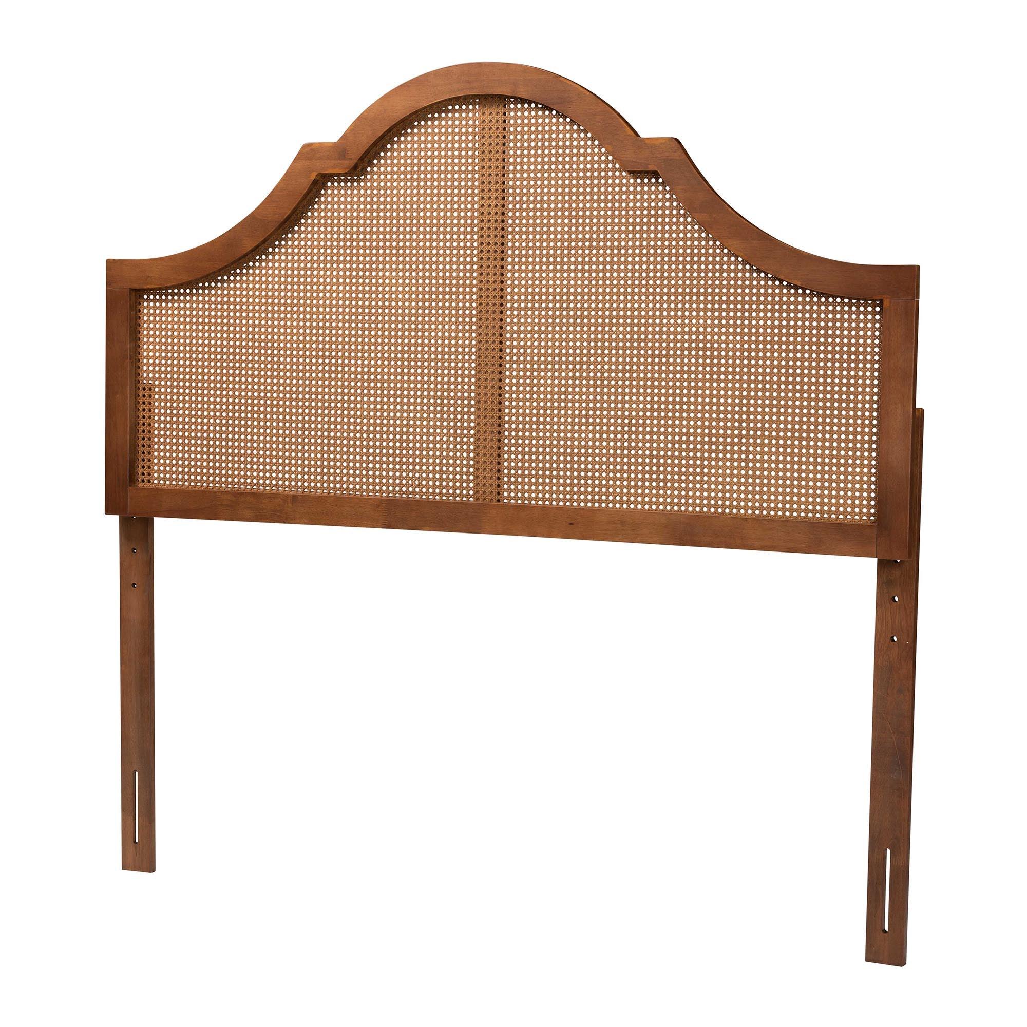 Camila Classic and Traditional Ash Finished Wood Headboard with Rattan