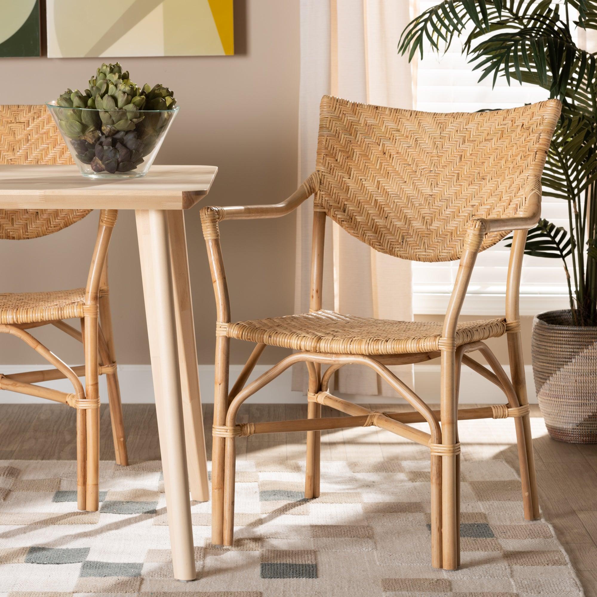 bali & pari Damani Modern Bohemian Finished Rattan Dining Chair