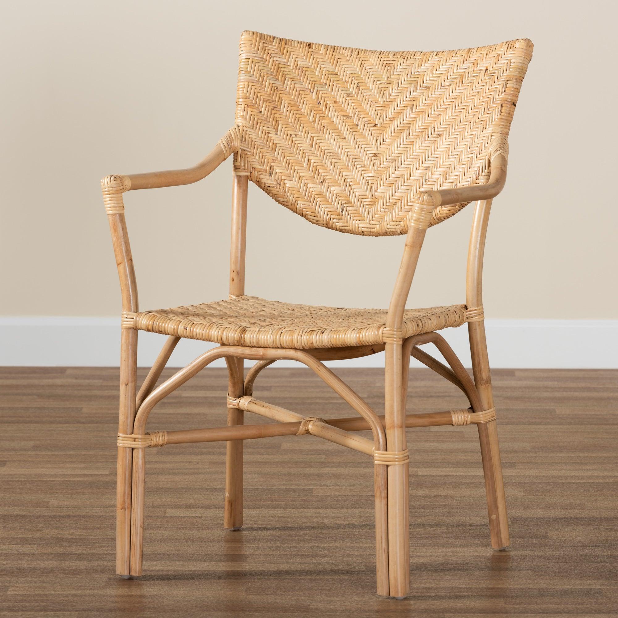 bali & pari Damani Modern Bohemian Finished Rattan Dining Chair