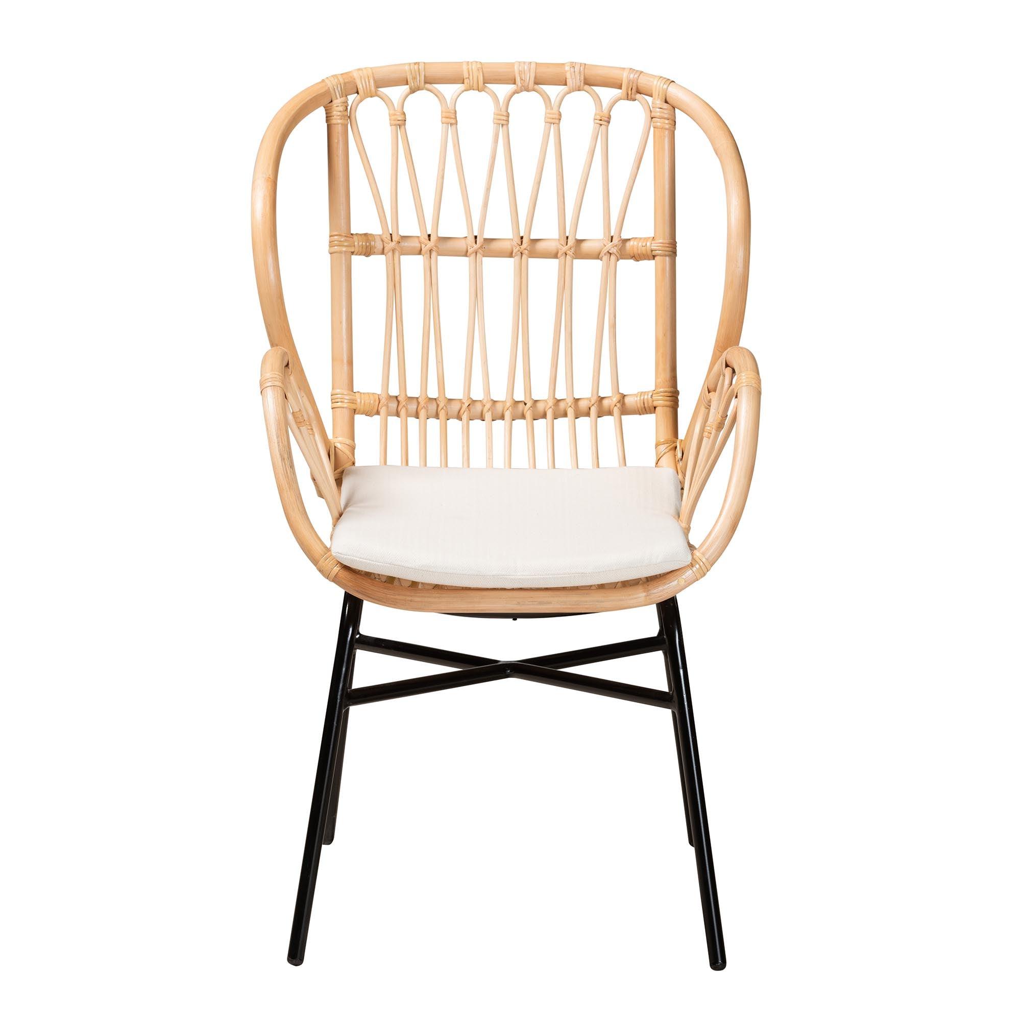 Bali & Pari Caelia Modern Bohemian Rattan and Metal Chair