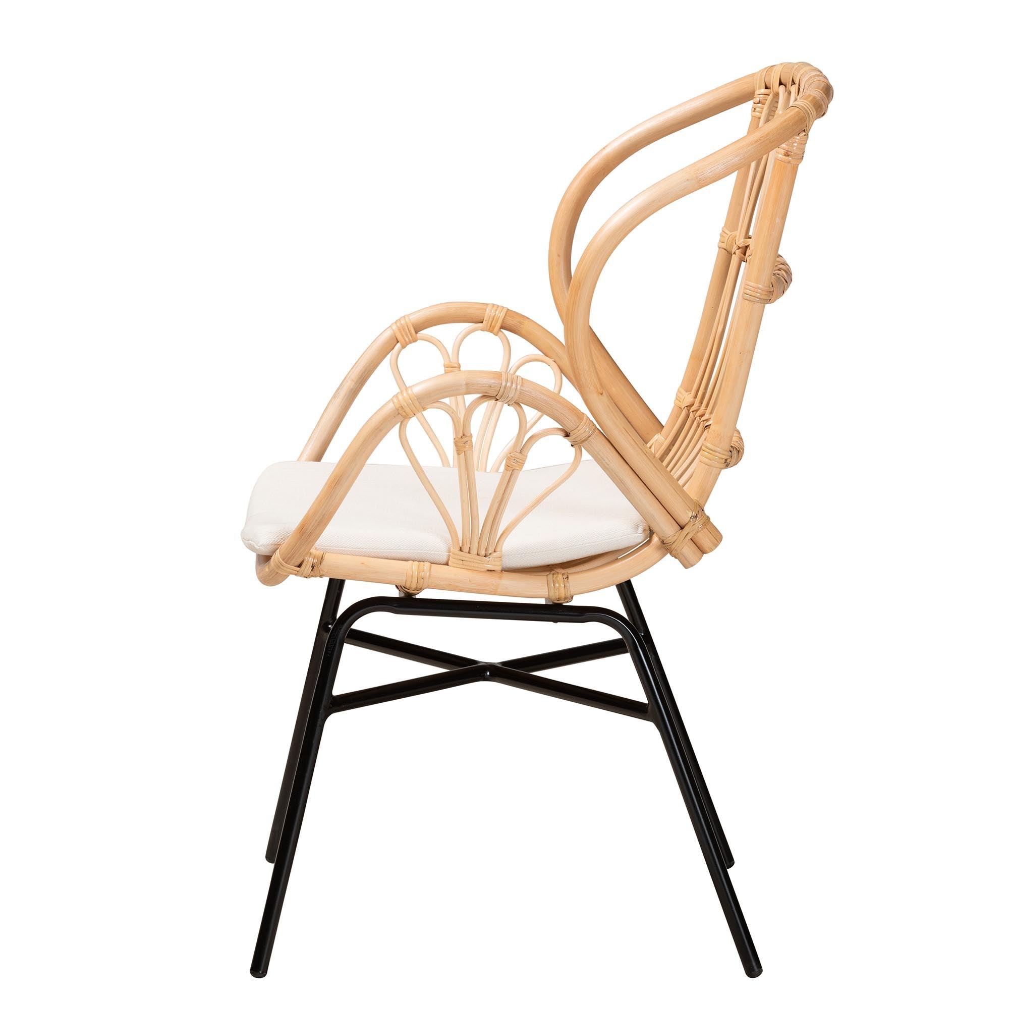 Bali & Pari Caelia Modern Bohemian Rattan and Metal Chair
