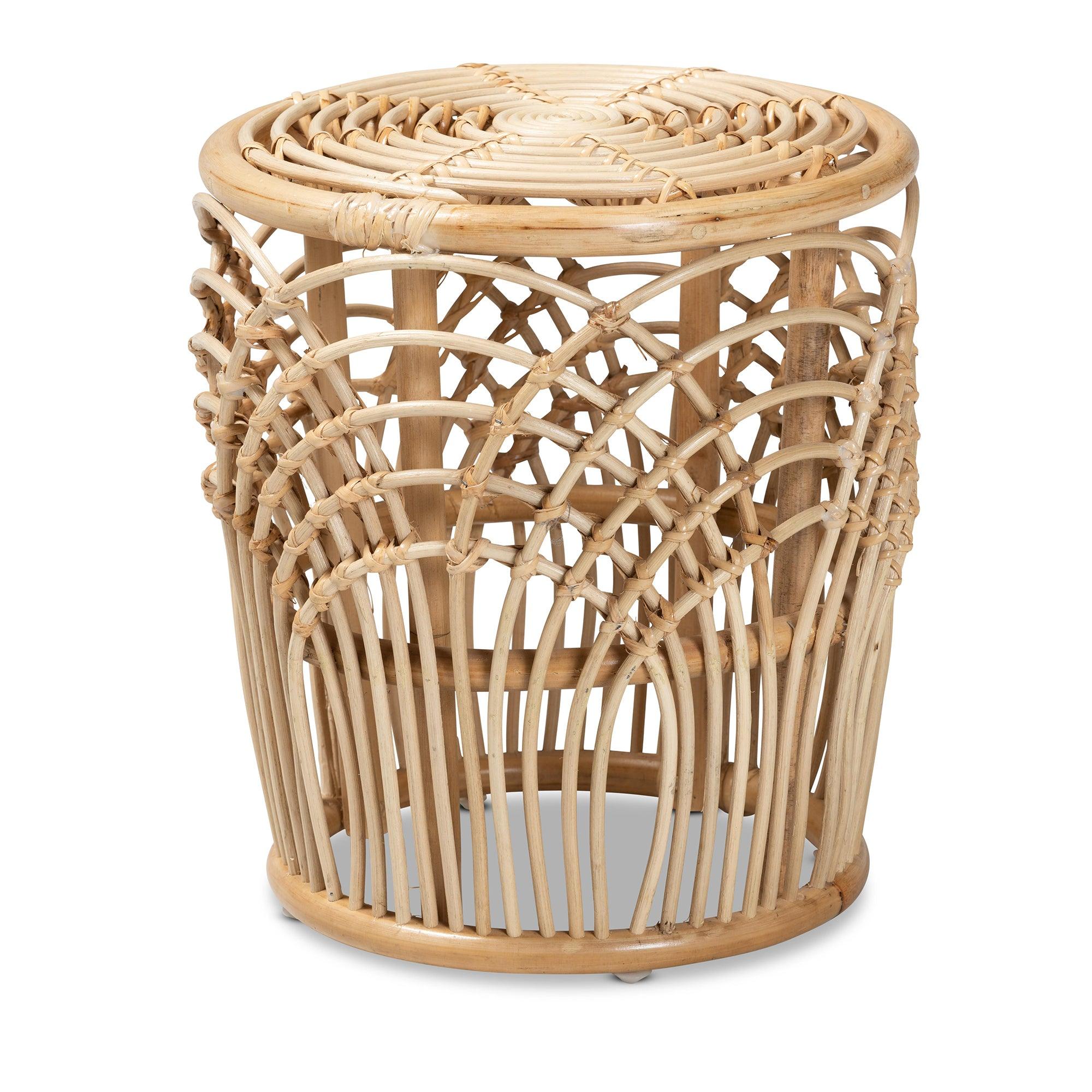 Bali & Pari Edena Modern Bohemian Finished Rattan End Table