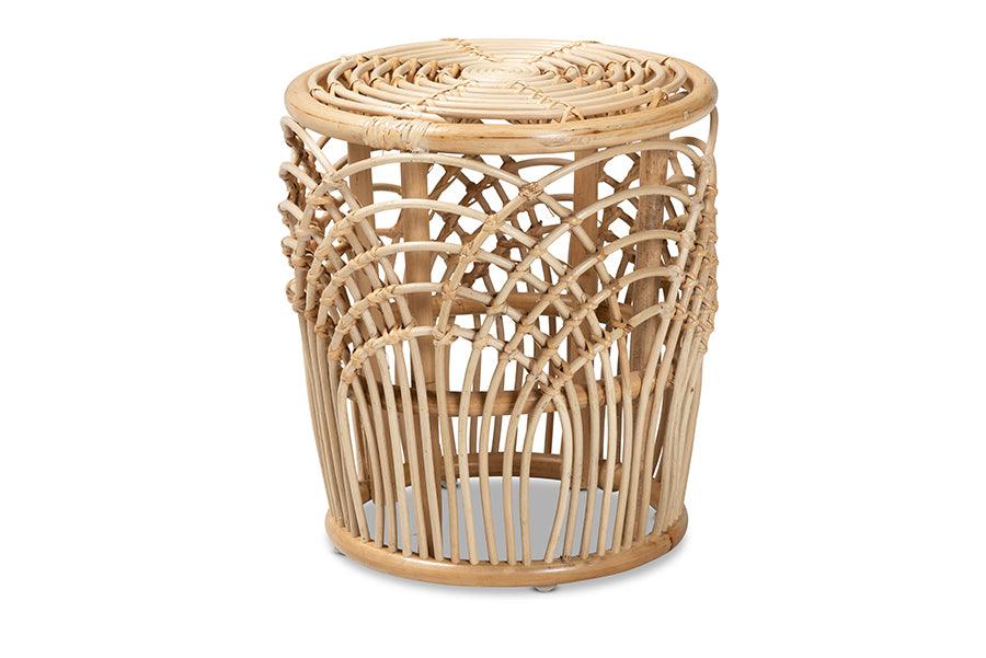 Bali & Pari Edena Modern Bohemian Finished Rattan End Table