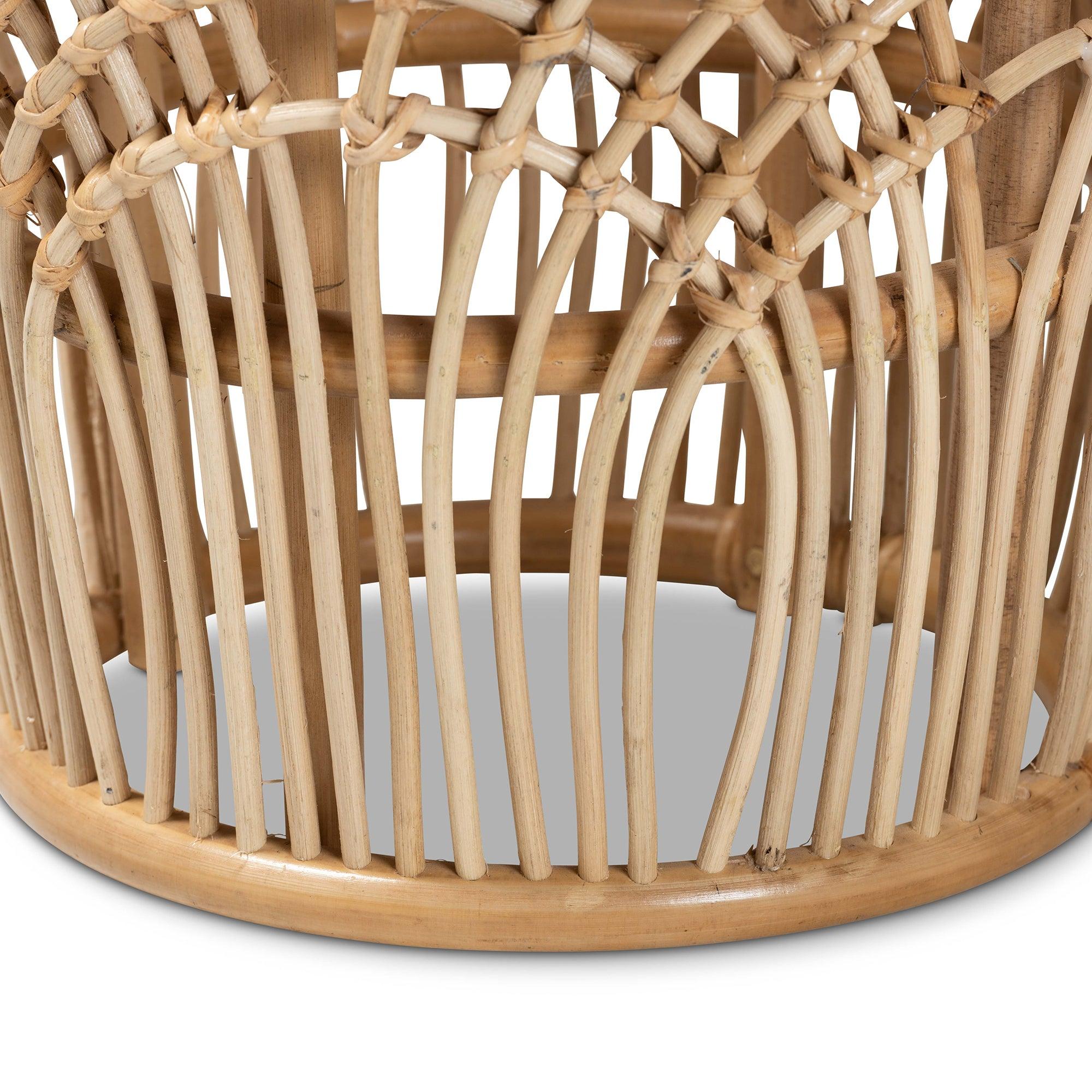 Bali & Pari Edena Modern Bohemian Finished Rattan End Table