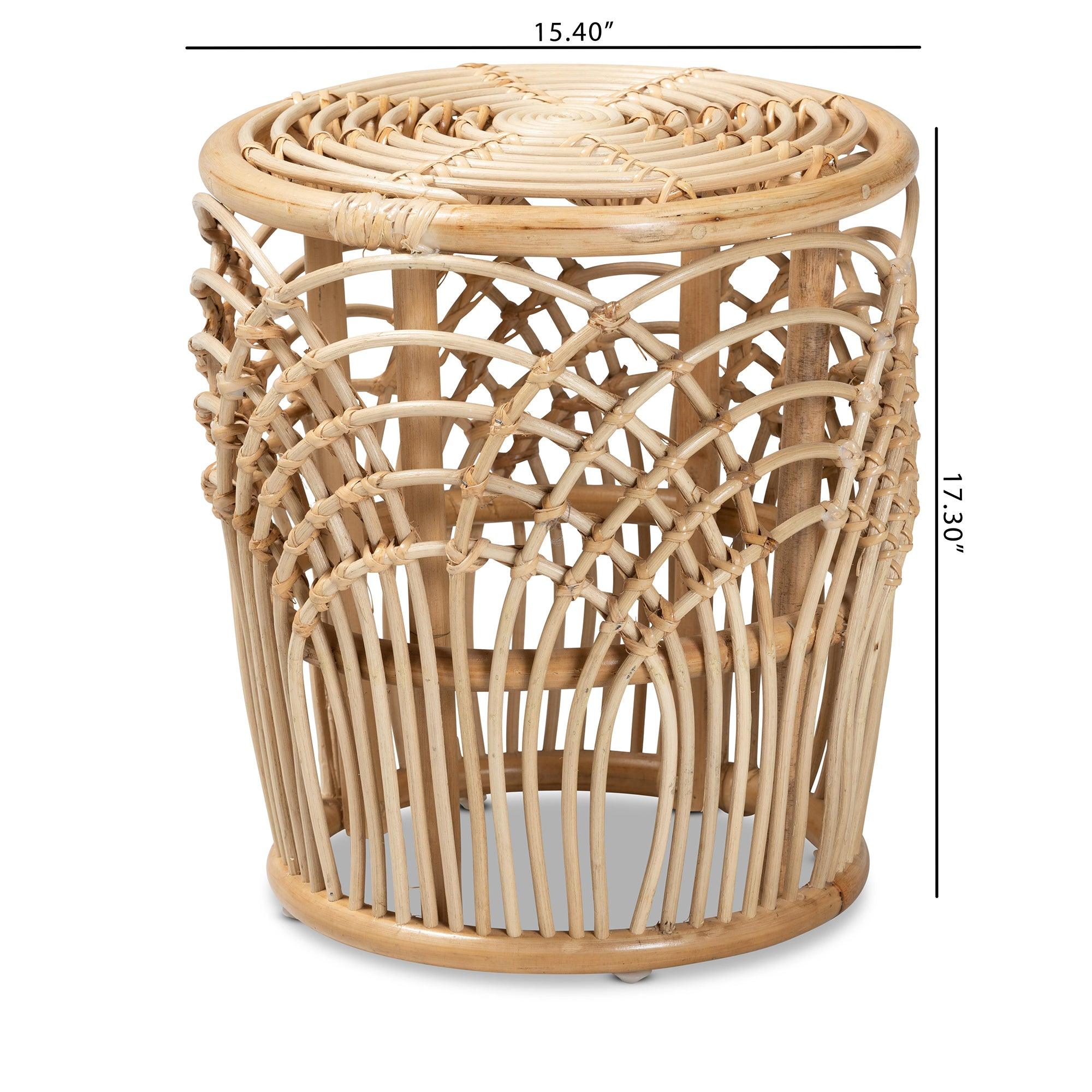 Bali & Pari Edena Modern Bohemian Finished Rattan End Table