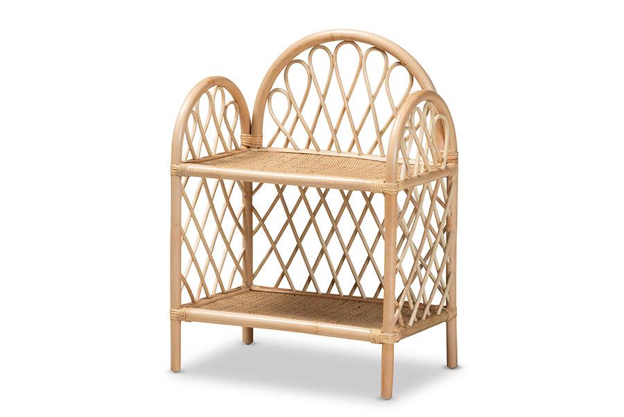 Bali & Pari Hammond Modern Bohemian Rattan 2-Tier Display Shelf
