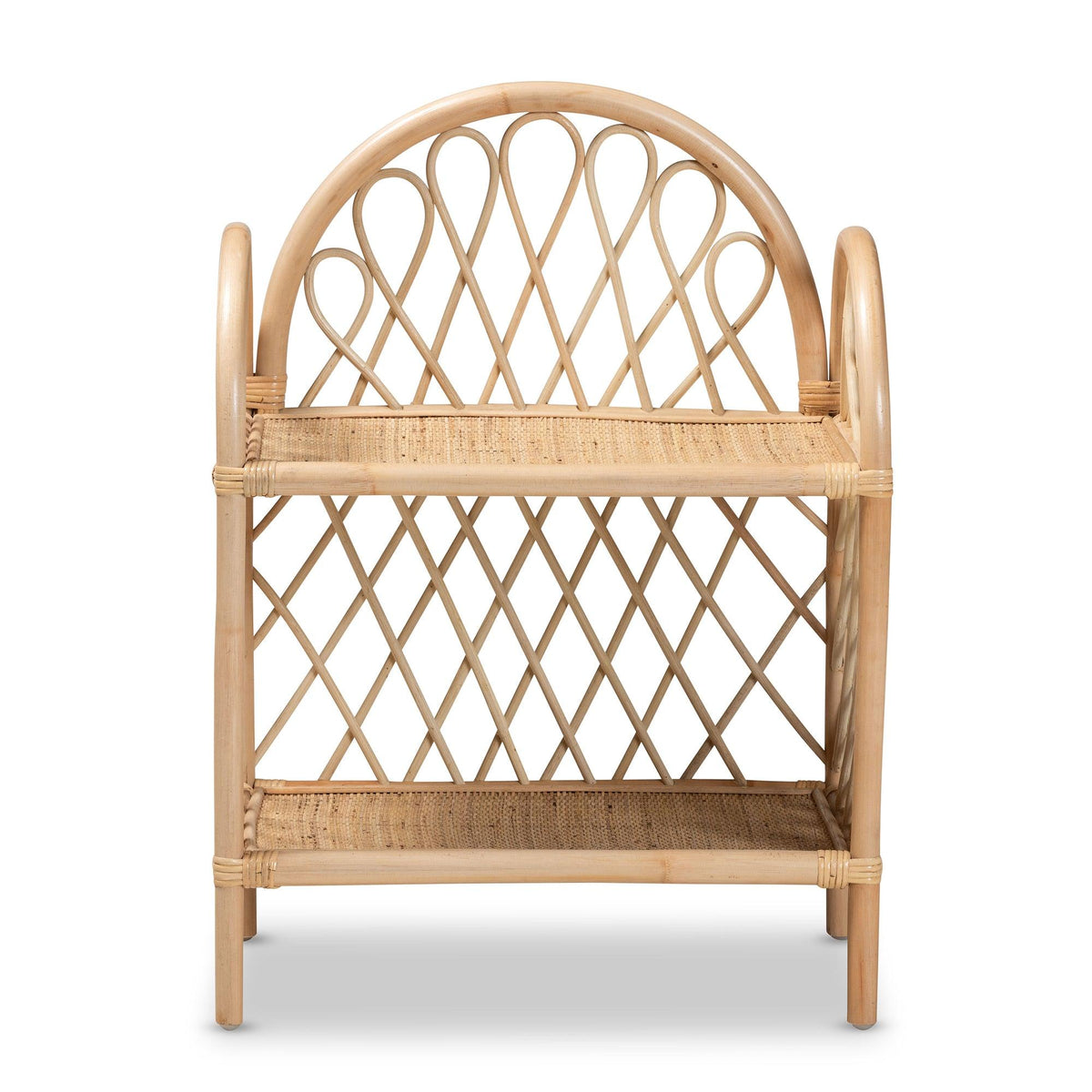 Bali & Pari Hammond Modern Bohemian Rattan 2-Tier Display Shelf