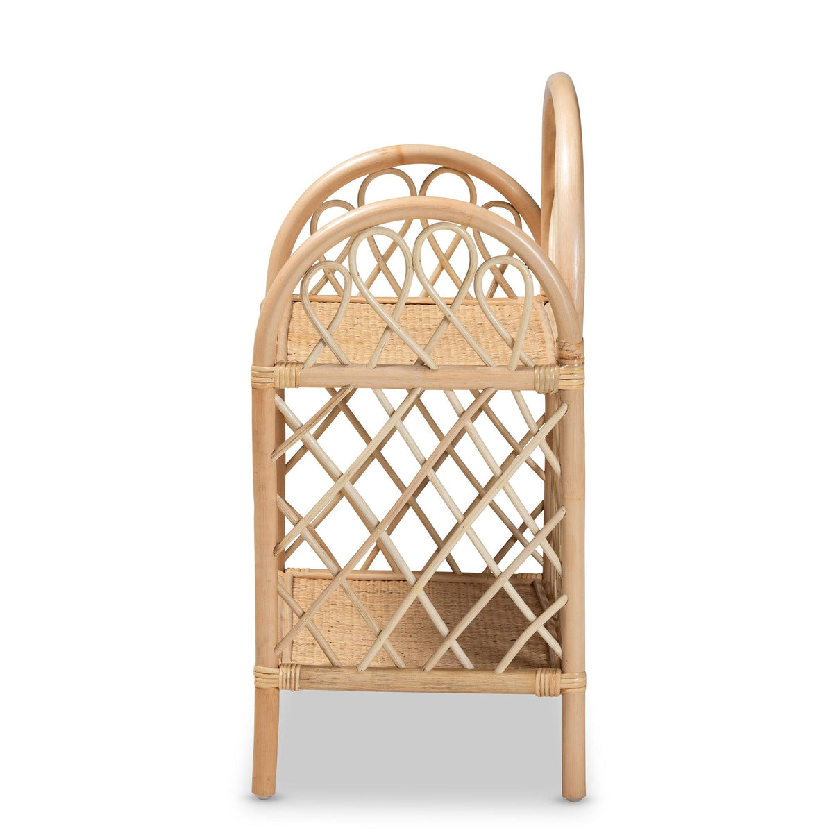 Bali & Pari Hammond Modern Bohemian Rattan 2-Tier Display Shelf