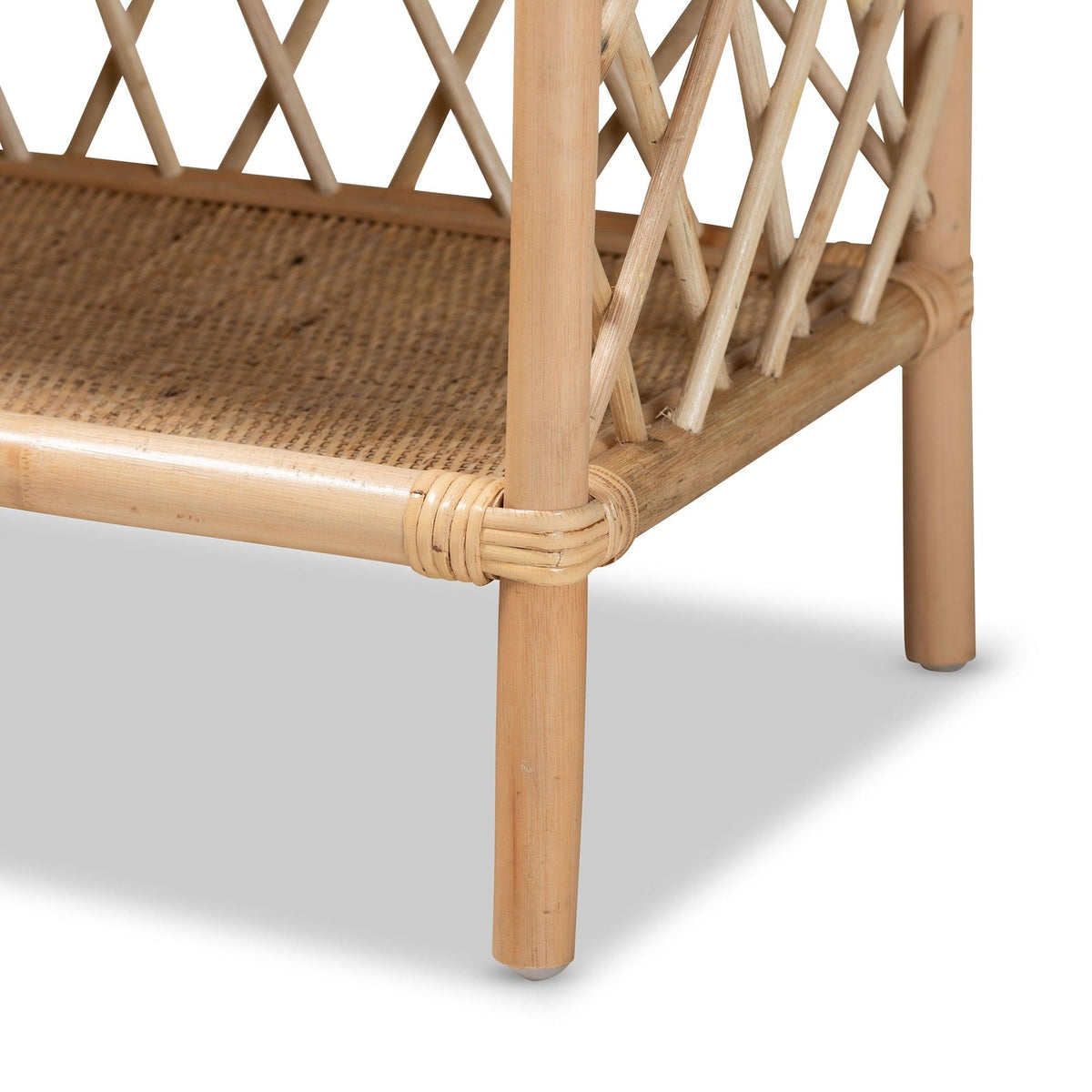 Bali & Pari Hammond Modern Bohemian Rattan 2-Tier Display Shelf