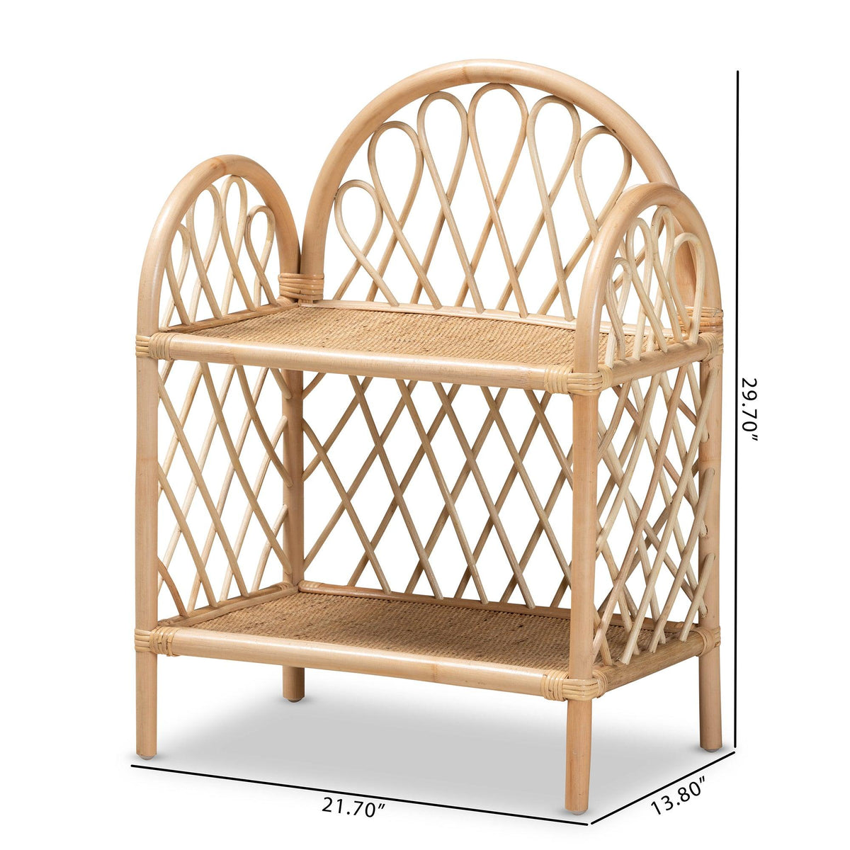 Bali & Pari Hammond Modern Bohemian Rattan 2-Tier Display Shelf