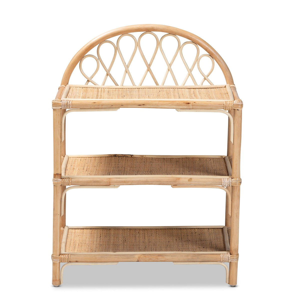 Bali & Pari ell Modern Bohemian Rattan 3-Tier Display Shelf