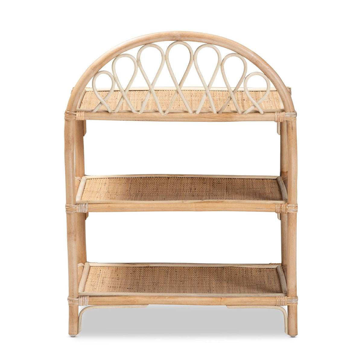 Bali & Pari ell Modern Bohemian Rattan 3-Tier Display Shelf