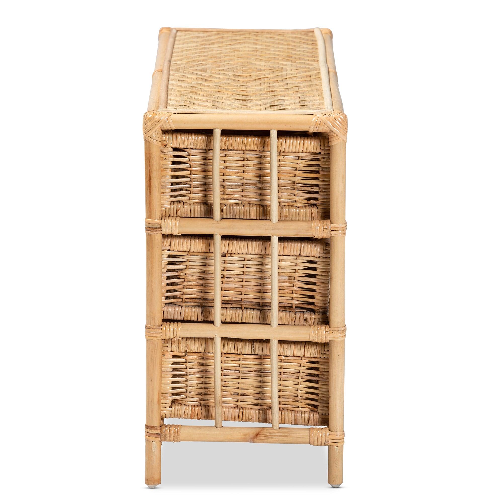 Bali & Pari Dariana Modern Bohemian Rattan 6-Drawer Storage Cabinet