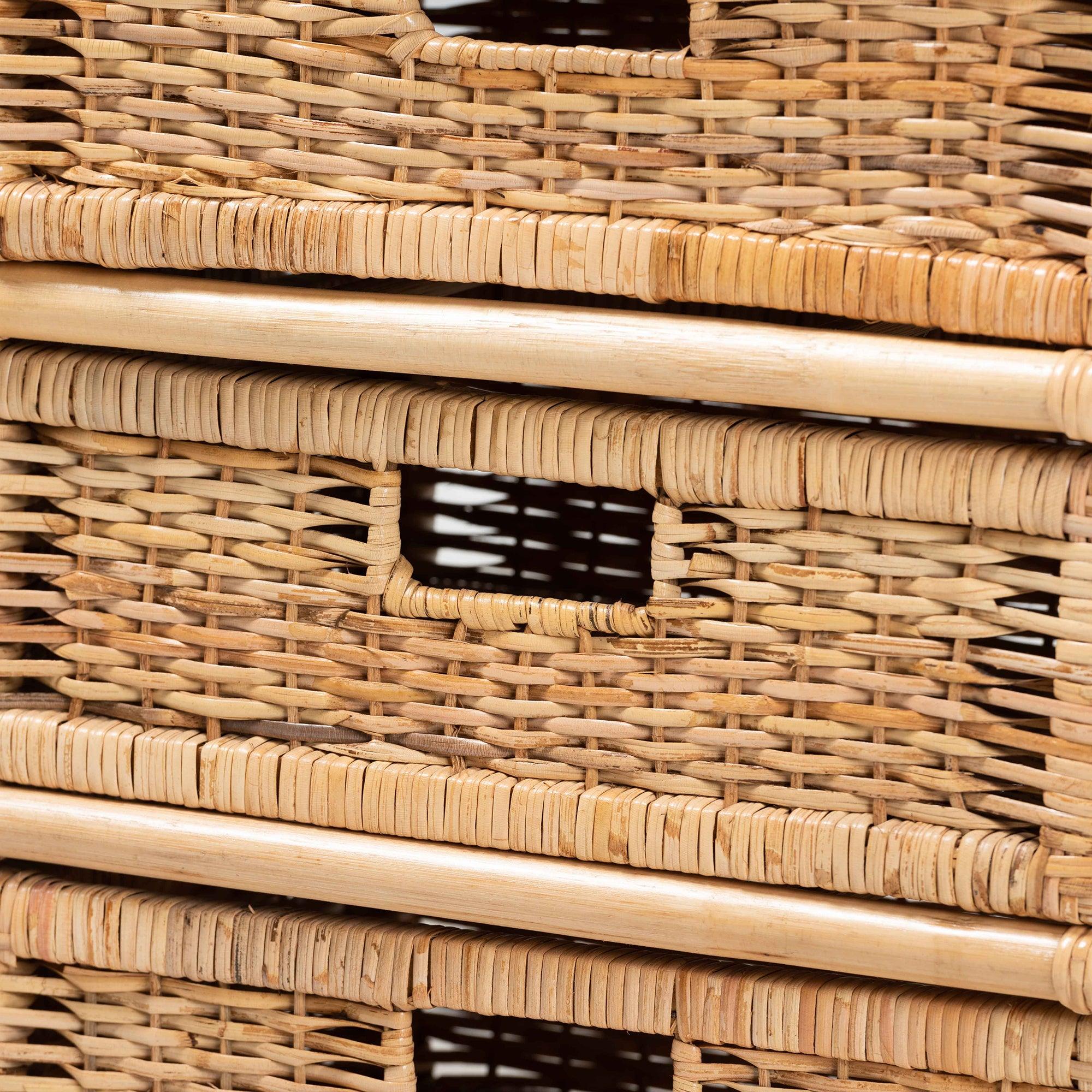 Bali & Pari Dariana Modern Bohemian Rattan 6-Drawer Storage Cabinet