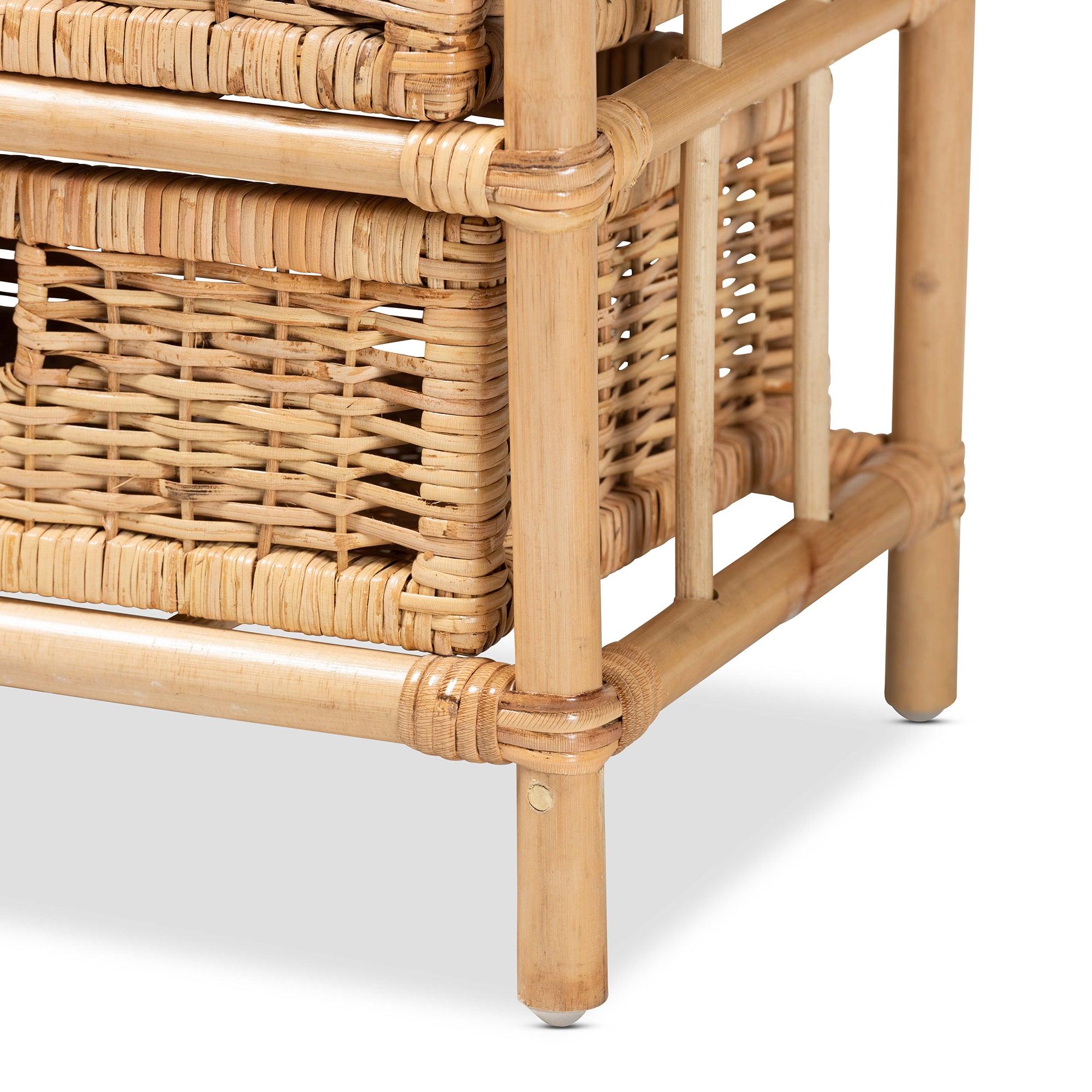 Bali & Pari Dariana Modern Bohemian Rattan 6-Drawer Storage Cabinet