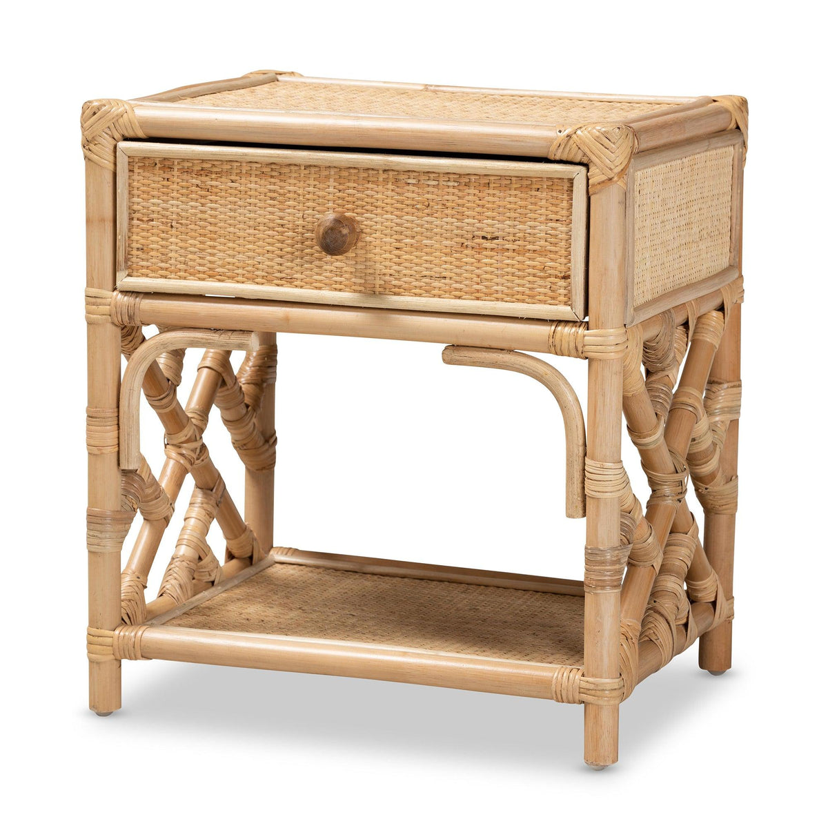 Bali & Pari Camara Modern Bohemian Rattan 1-Drawer Nightstand
