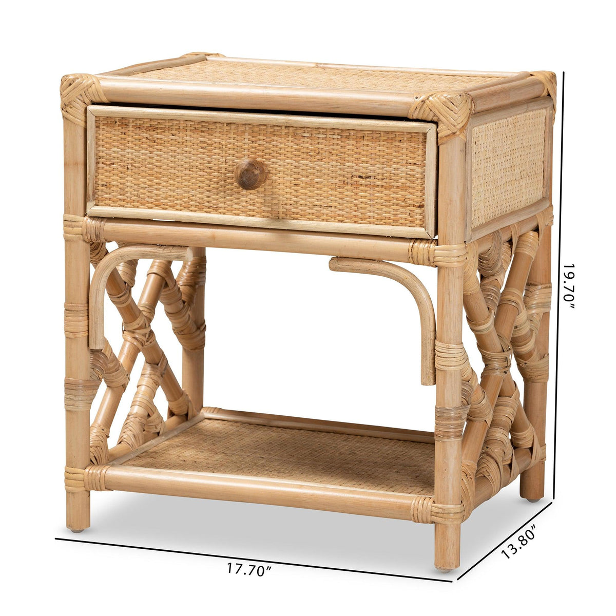 Bali & Pari Camara Modern Bohemian Rattan 1-Drawer Nightstand