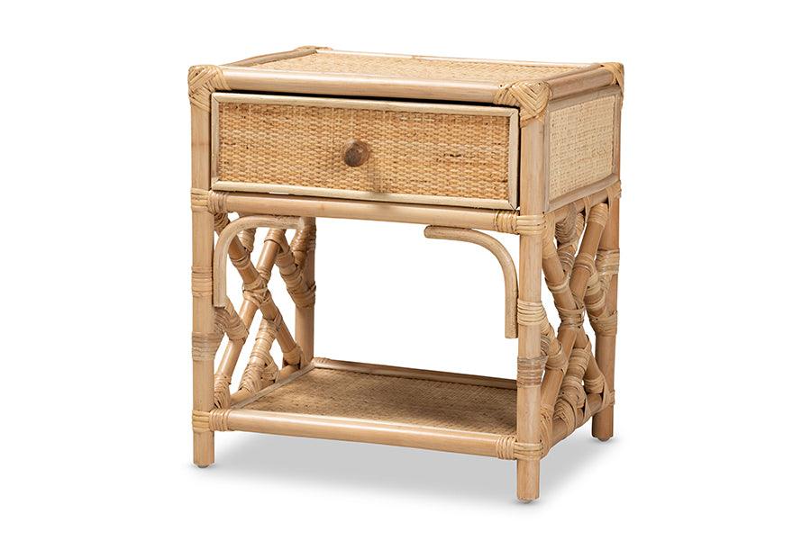 Bali & Pari Camara Modern Bohemian Rattan 1-Drawer Nightstand