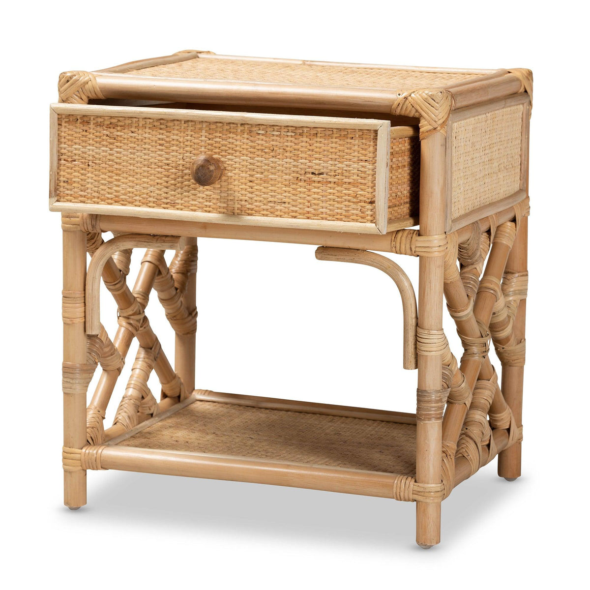 Bali & Pari Camara Modern Bohemian Rattan 1-Drawer Nightstand
