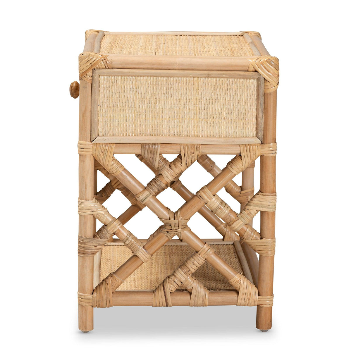 Bali & Pari Camara Modern Bohemian Rattan 1-Drawer Nightstand