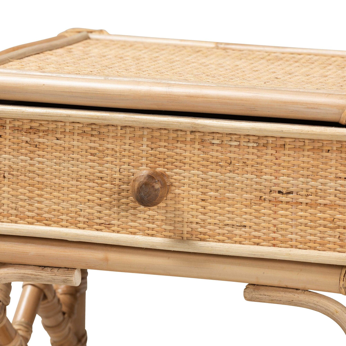 Bali & Pari Camara Modern Bohemian Rattan 1-Drawer Nightstand