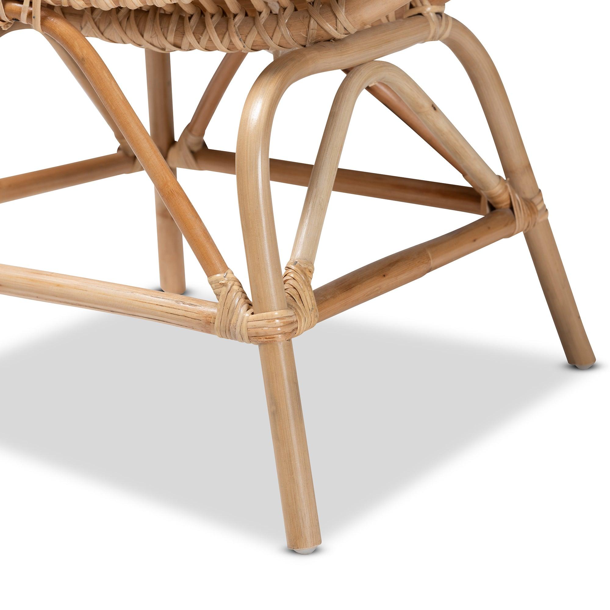 Bali & Pari Jayden Modern Bohemian Fabric Upholstered and Finished Rattan Accent Chair