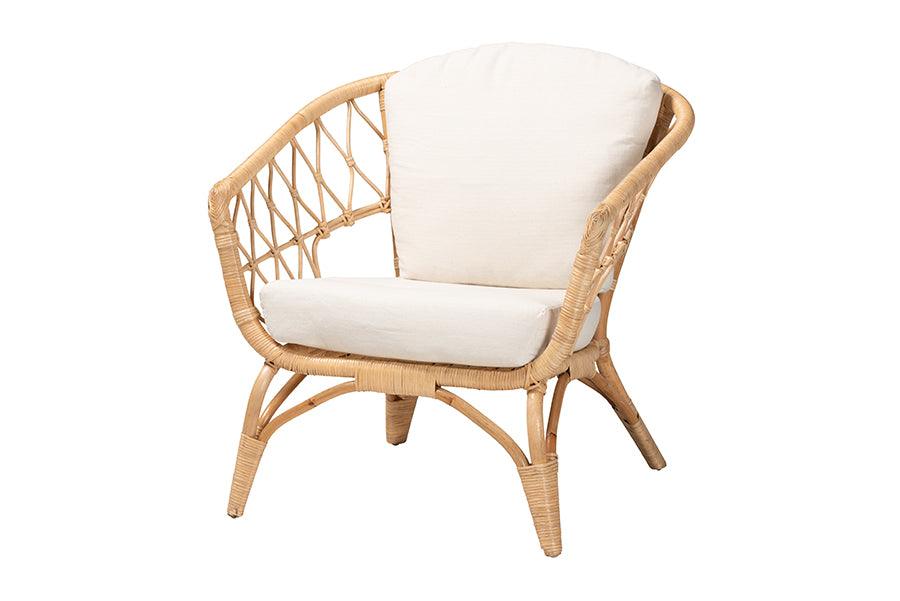 Bali & Pari Feya Modern Bohemian Antique Rattan Armchair