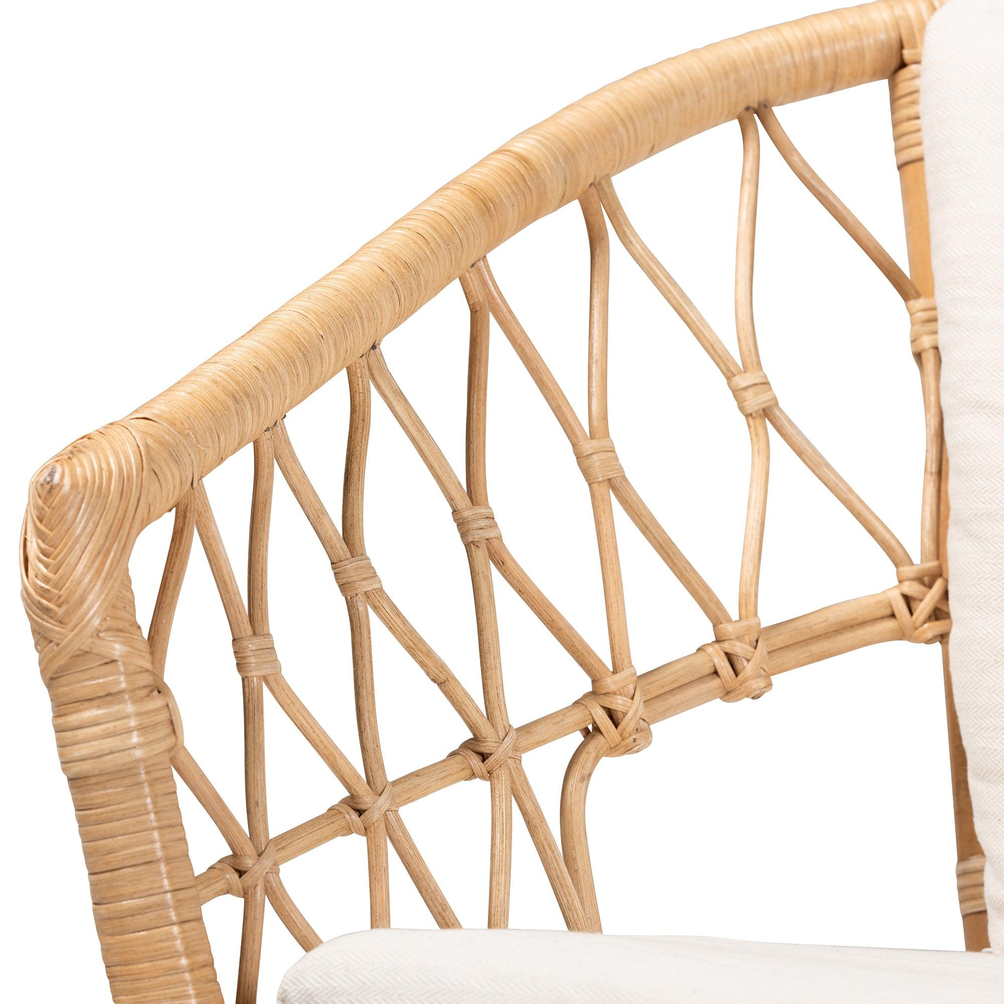 Bali & Pari Feya Modern Bohemian Antique Rattan Armchair