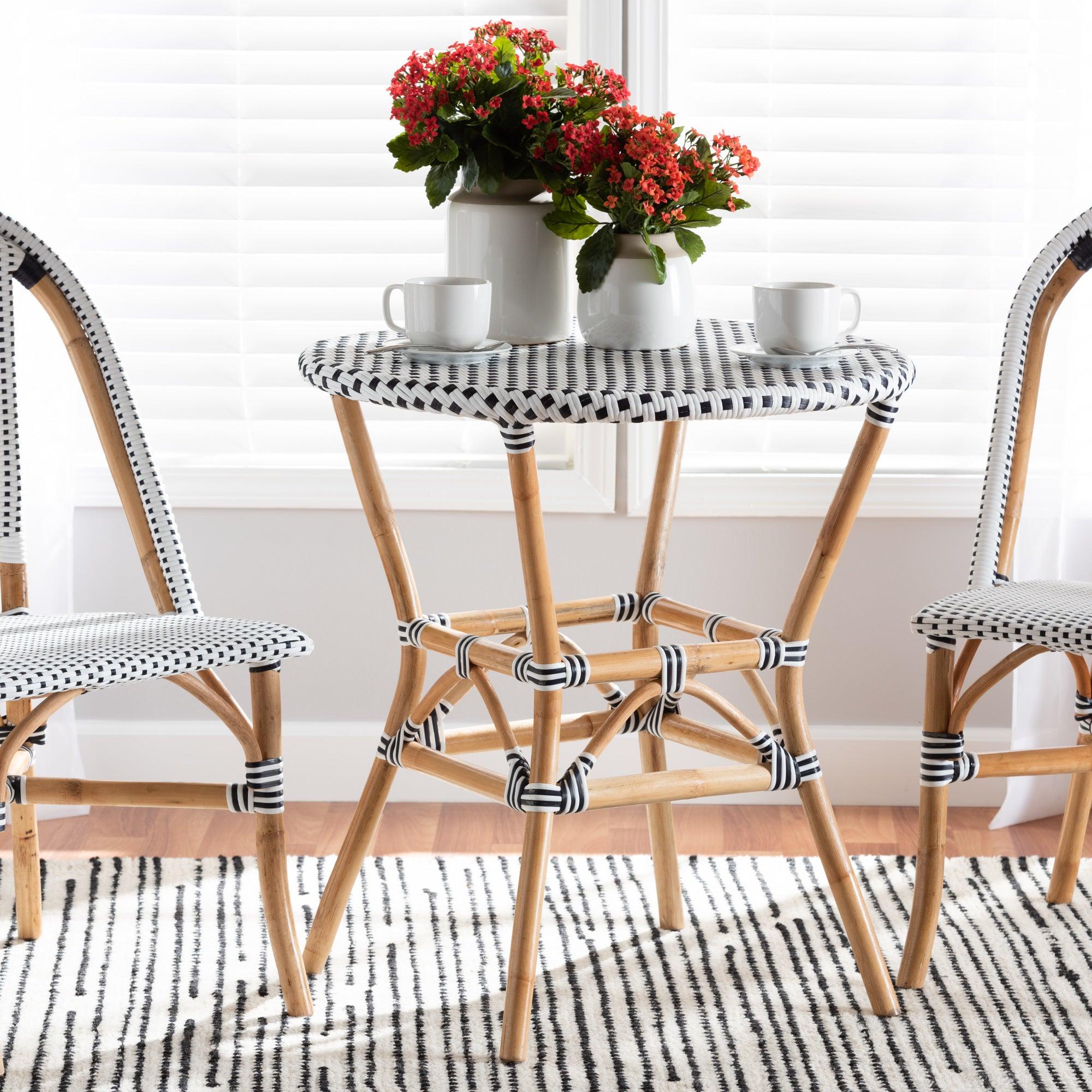 bali & pari Tavor Classic French and Weaving and Rattan Indoor and Outdoor Bistro Table