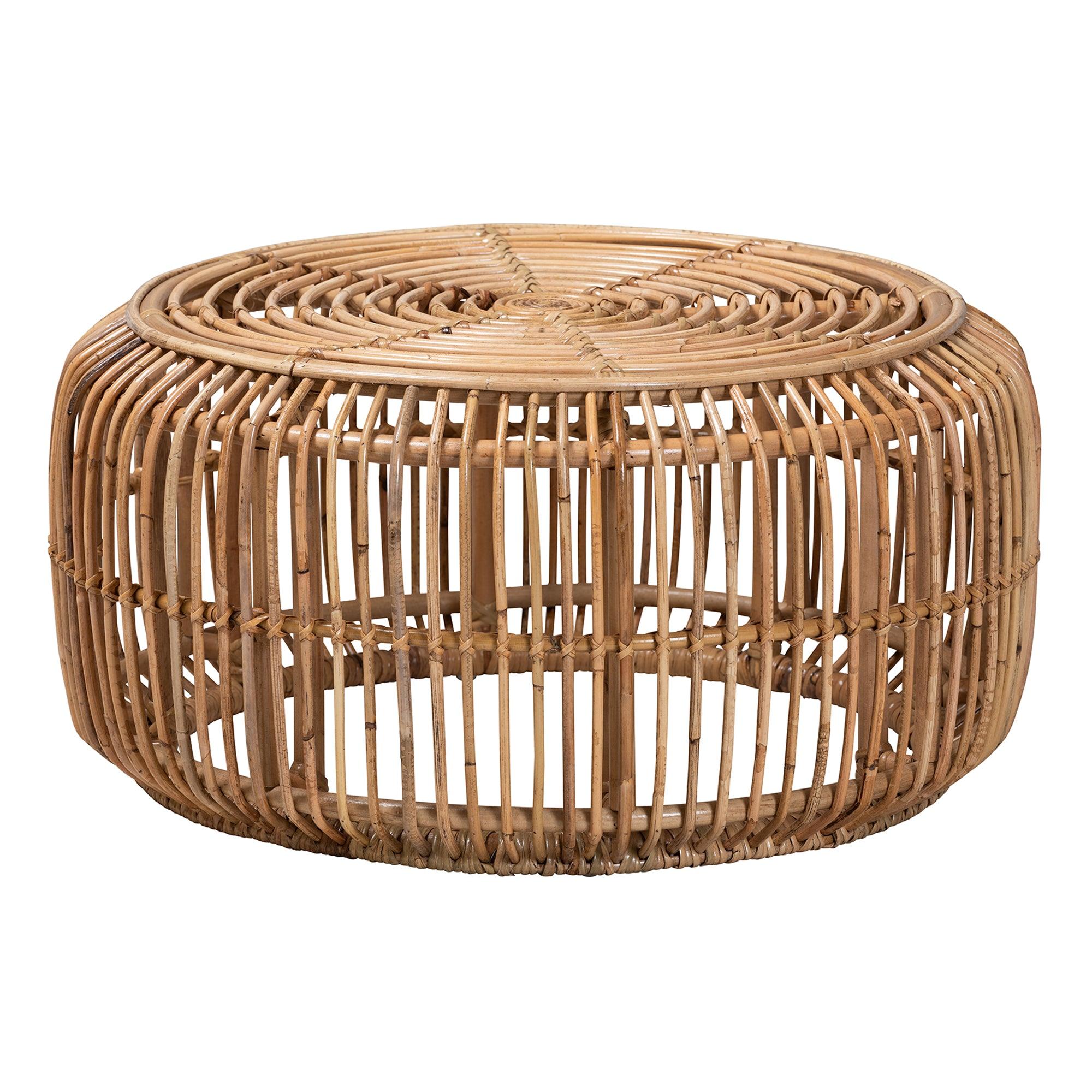 Aliane Modern Bohemian Antique Rattan 4-Piece Living Room Set