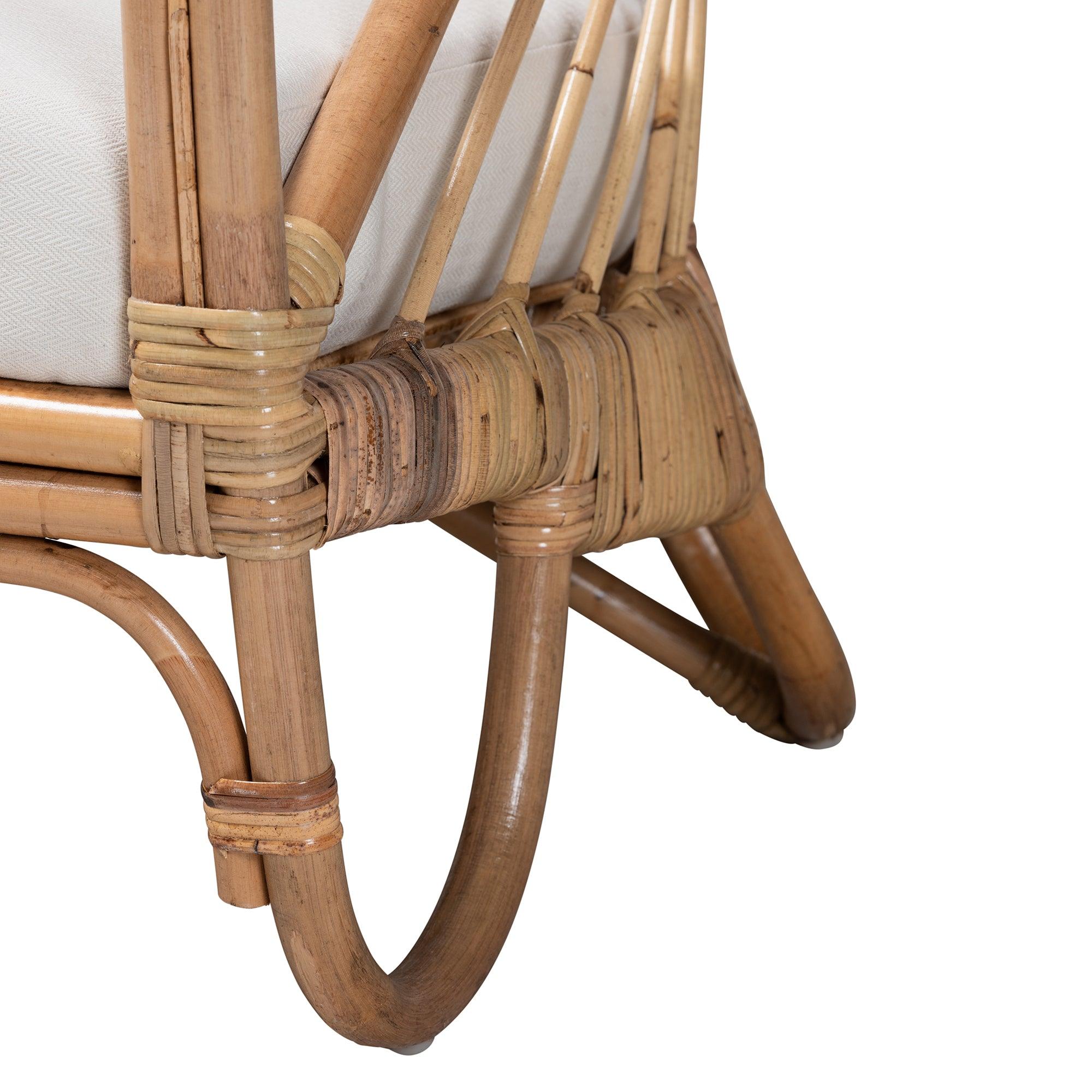 Bali & Pari Aliane Modern Bohemian Antique Rattan Armchair