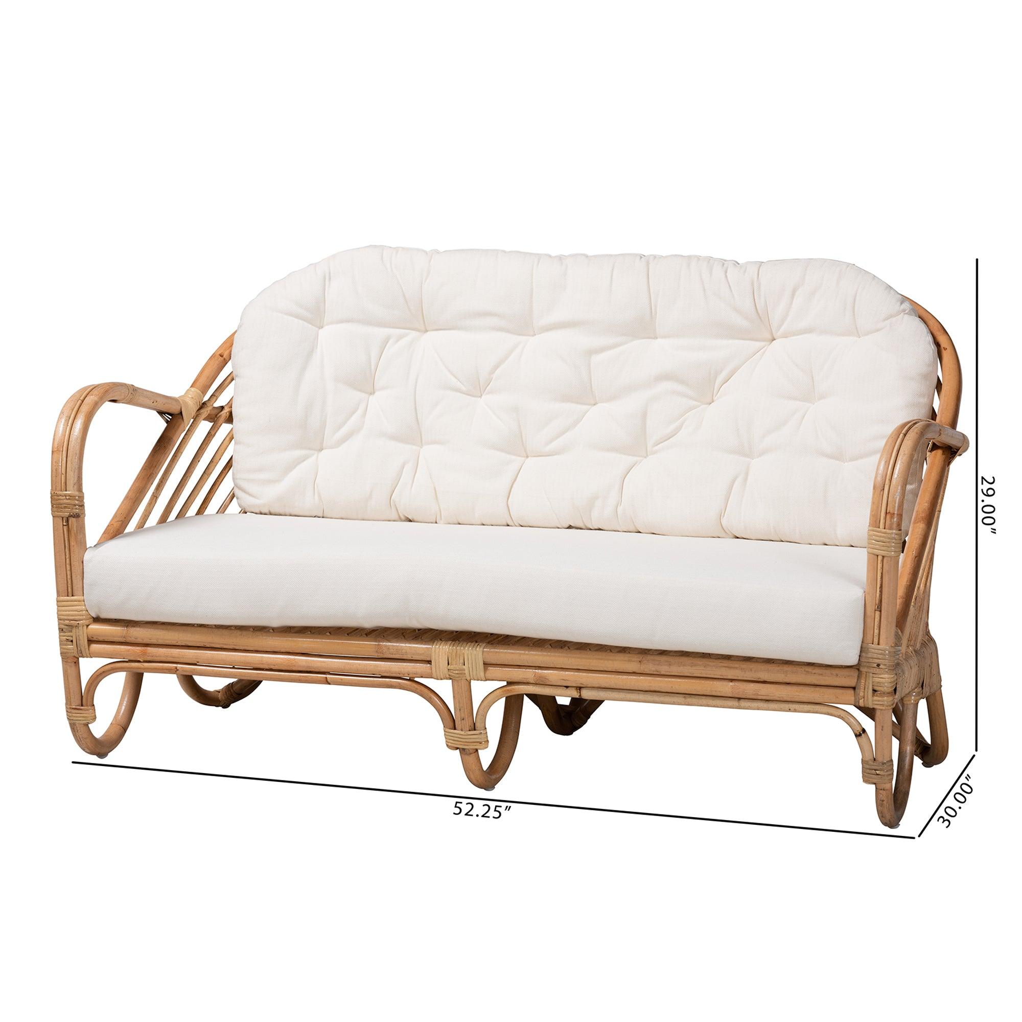 Bali & Pari Aliane Modern Bohemian Antique Rattan Loveseat