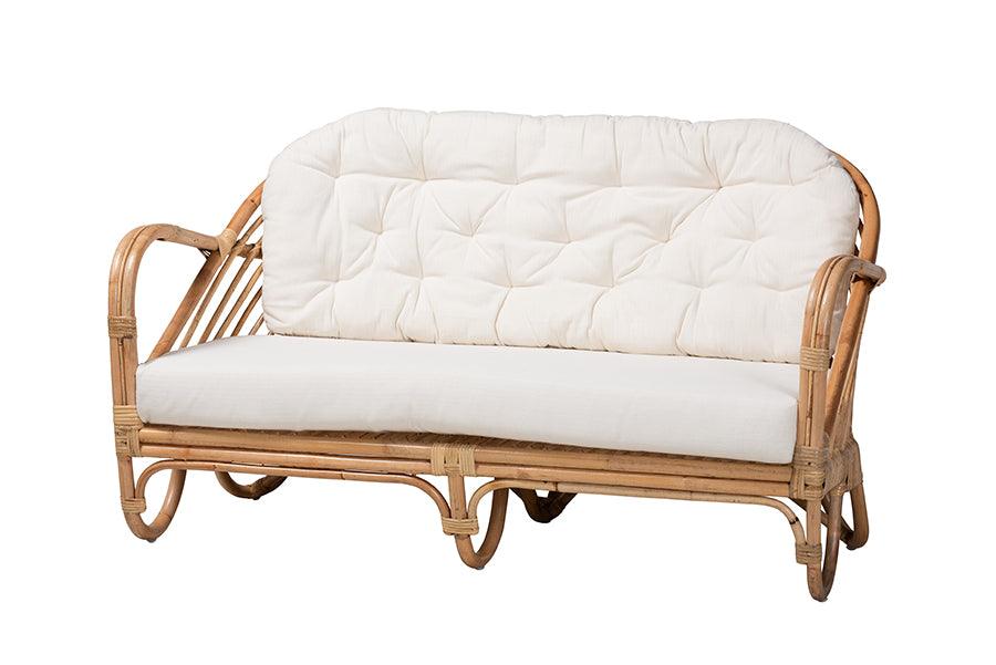 Bali & Pari Aliane Modern Bohemian Antique Rattan Loveseat