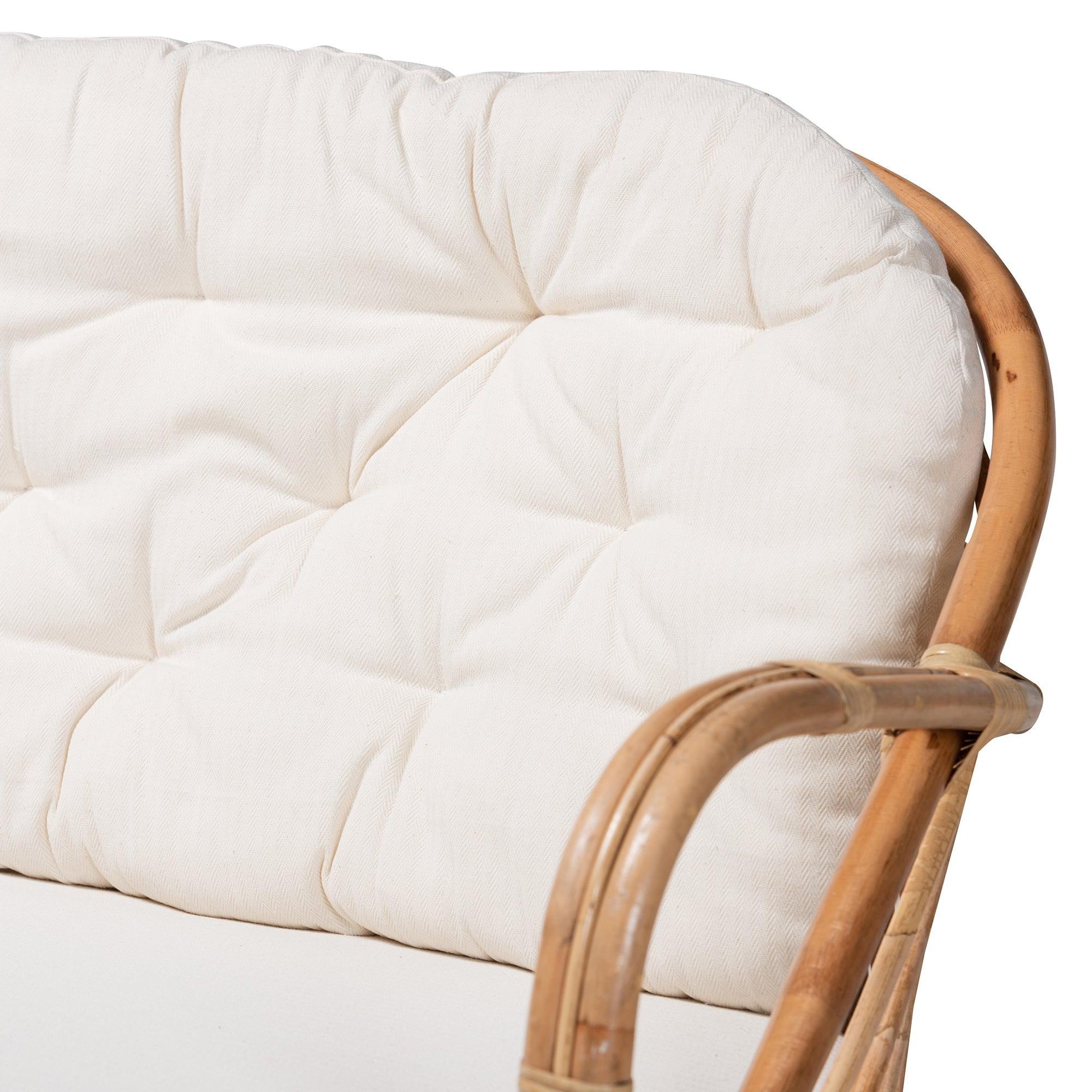 Bali & Pari Aliane Modern Bohemian Antique Rattan Loveseat
