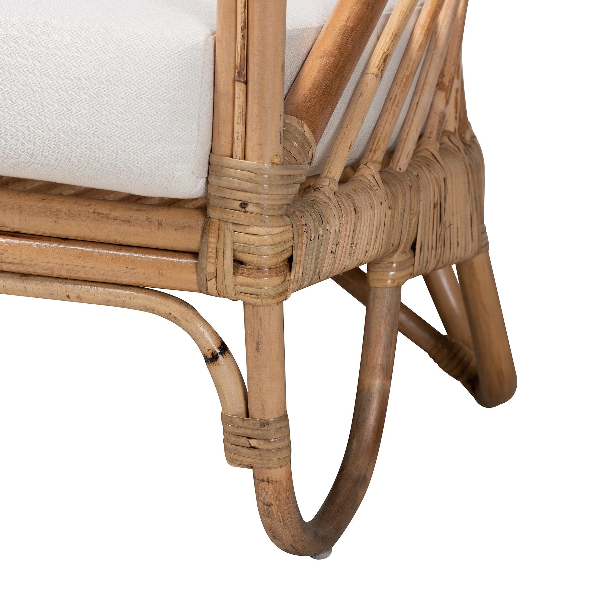Bali & Pari Aliane Modern Bohemian Antique Rattan Loveseat