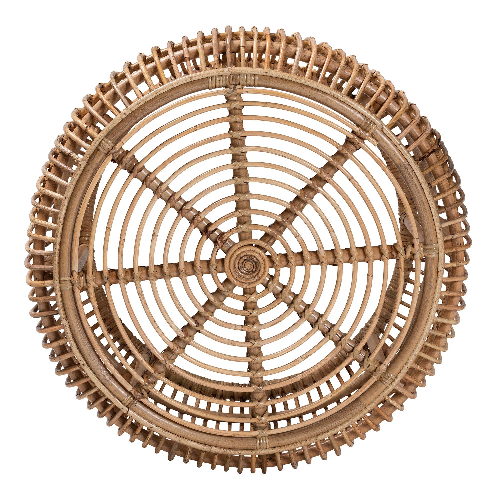 Bali & Pari Aliane Modern Bohemian Antique Rattan Coffee Table