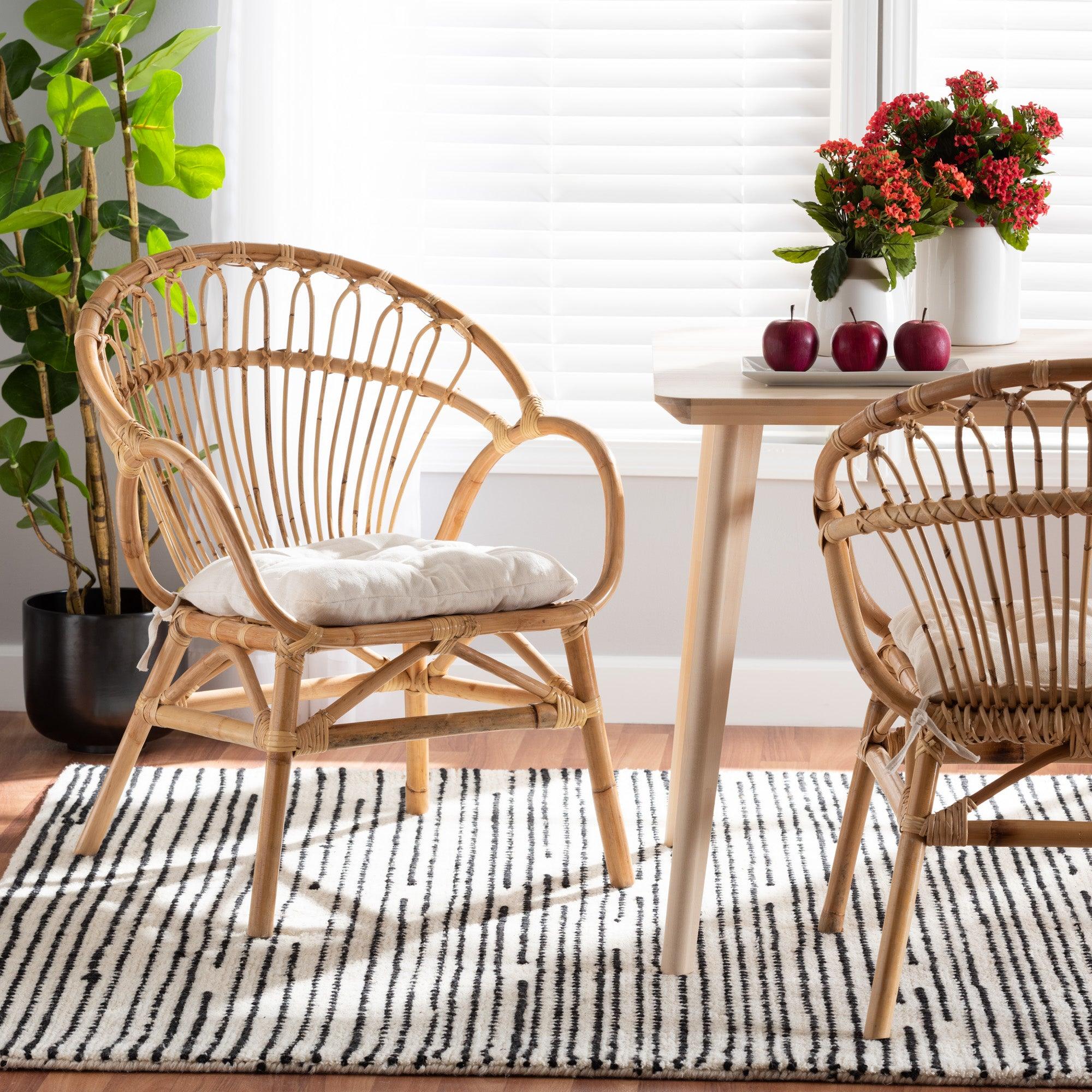 bali & pari Benicia Modern Bohemian Rattan Dining Chair