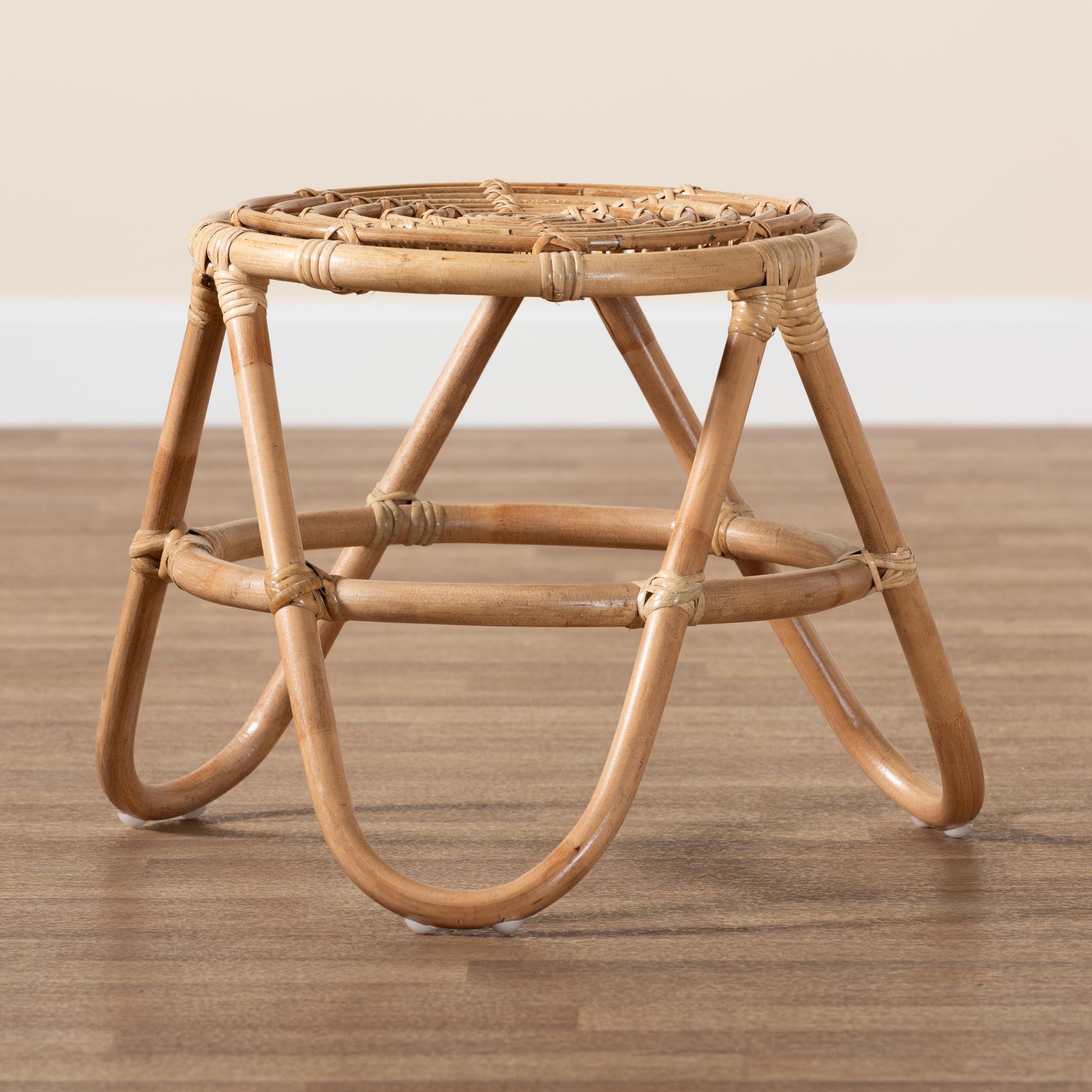 bali & pari Jacinda Modern Bohemian Rattan End Table