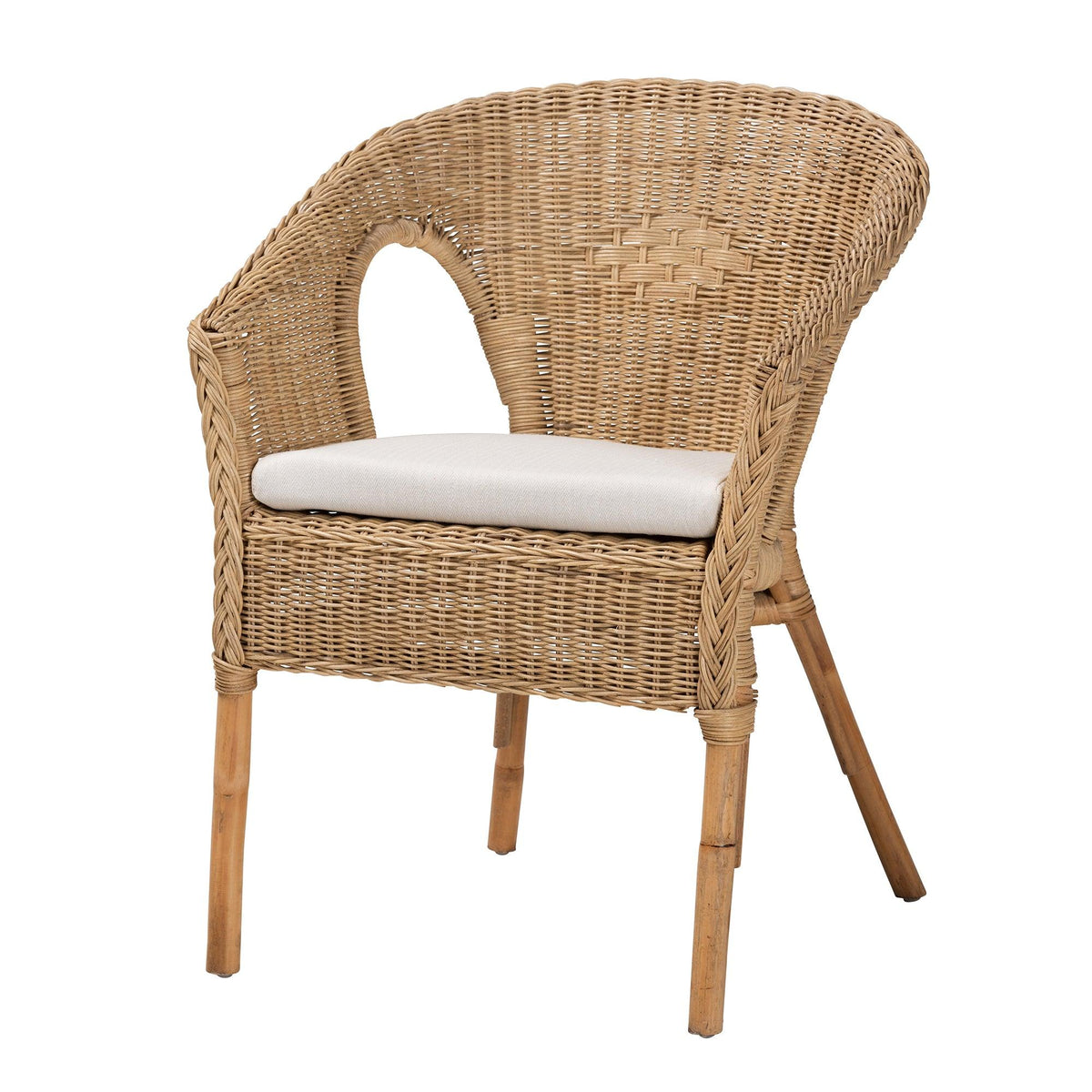 Abbey Modern Bohemian Antique Rattan 3-Piece Living Room Set