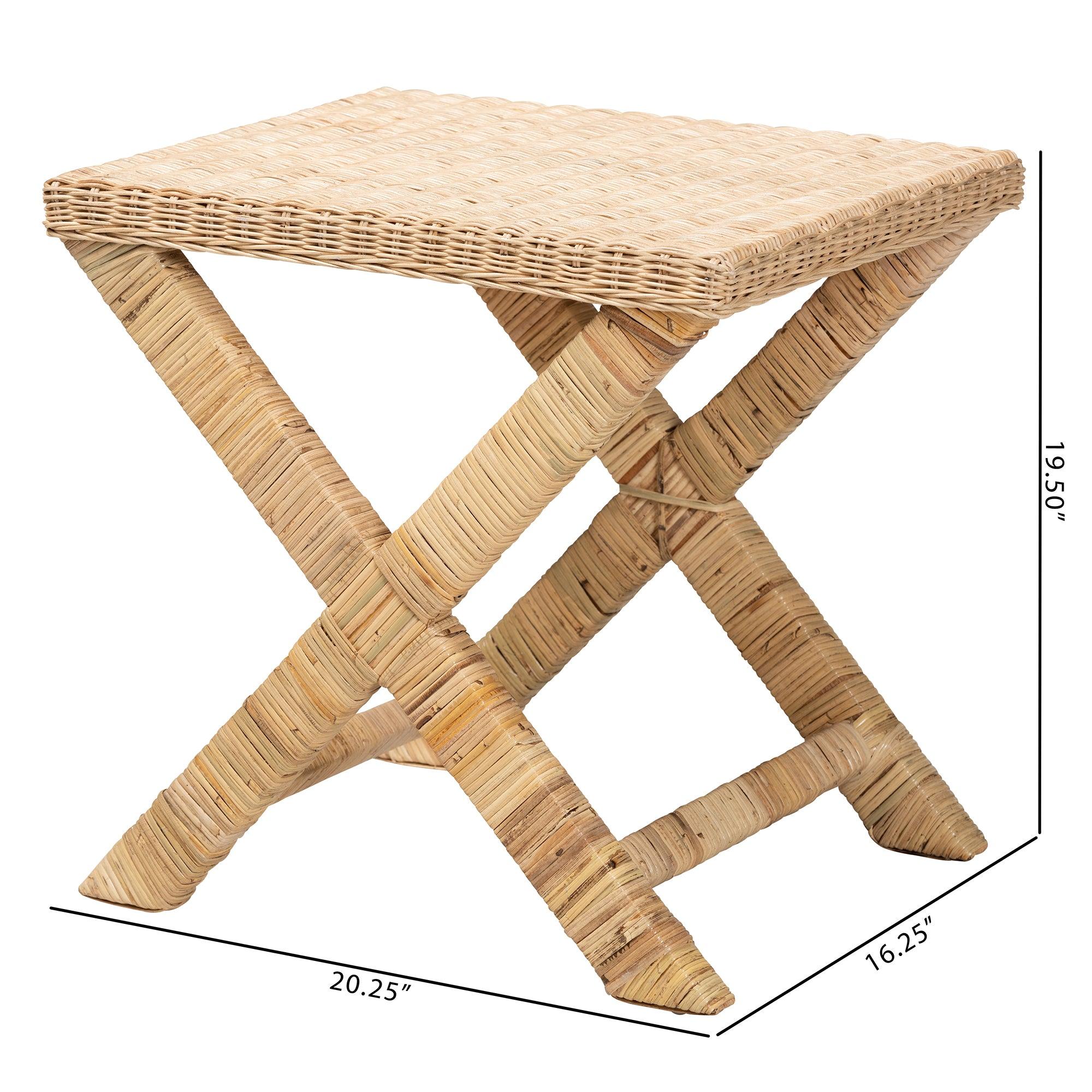 Bali & Pari Farica Modern Bohemian Rattan And Mahogany Accent Bench