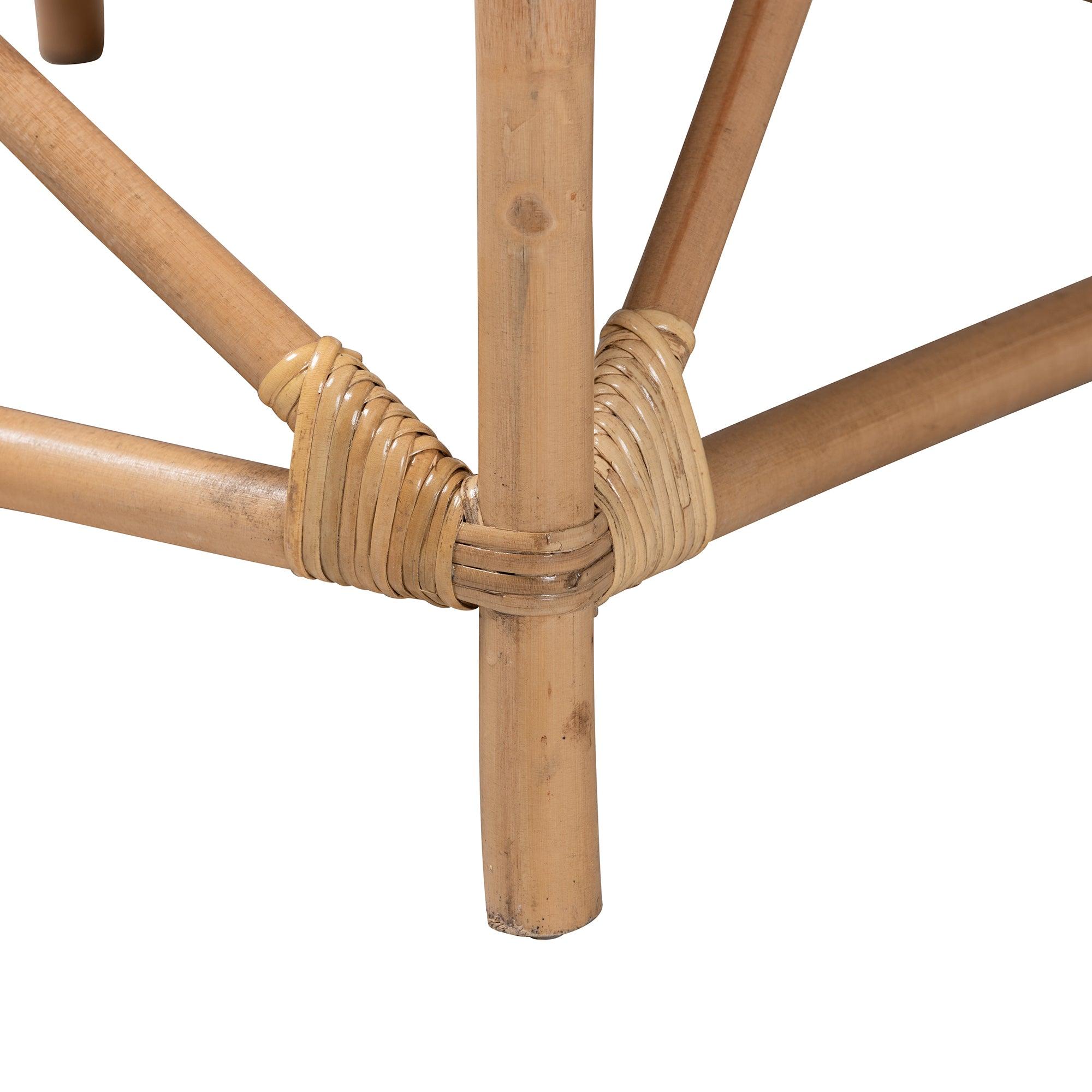 Bali & Pari Patsy Modern Bohemian Fabric and Rattan Armchair