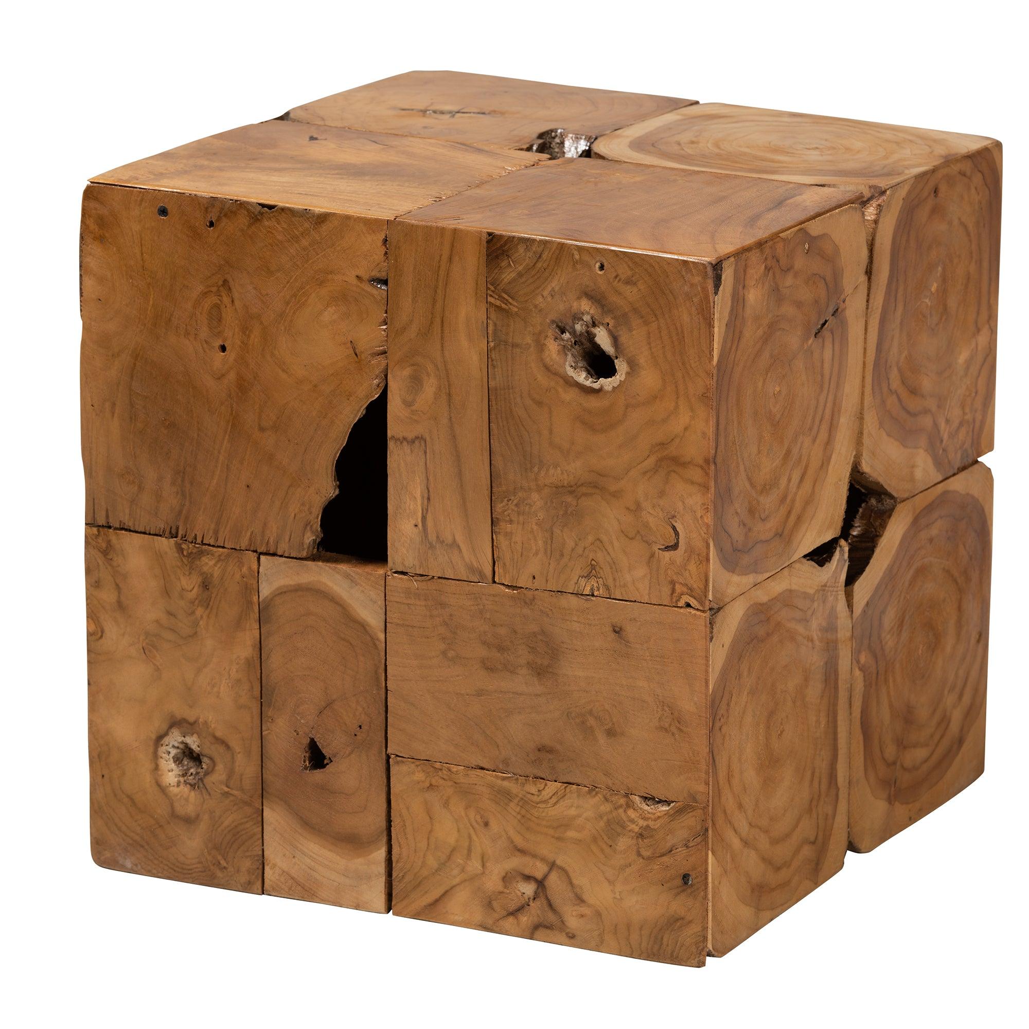 Bali & Pari Eldora Rustic Transitional Teak Root End Table