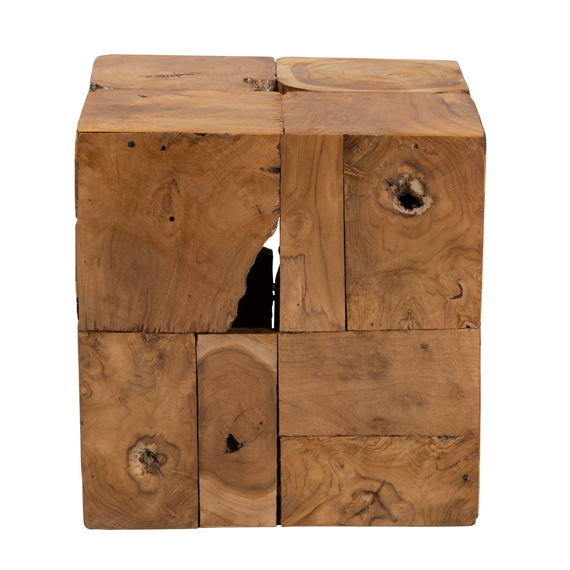 Bali & Pari Eldora Rustic Transitional Teak Root End Table