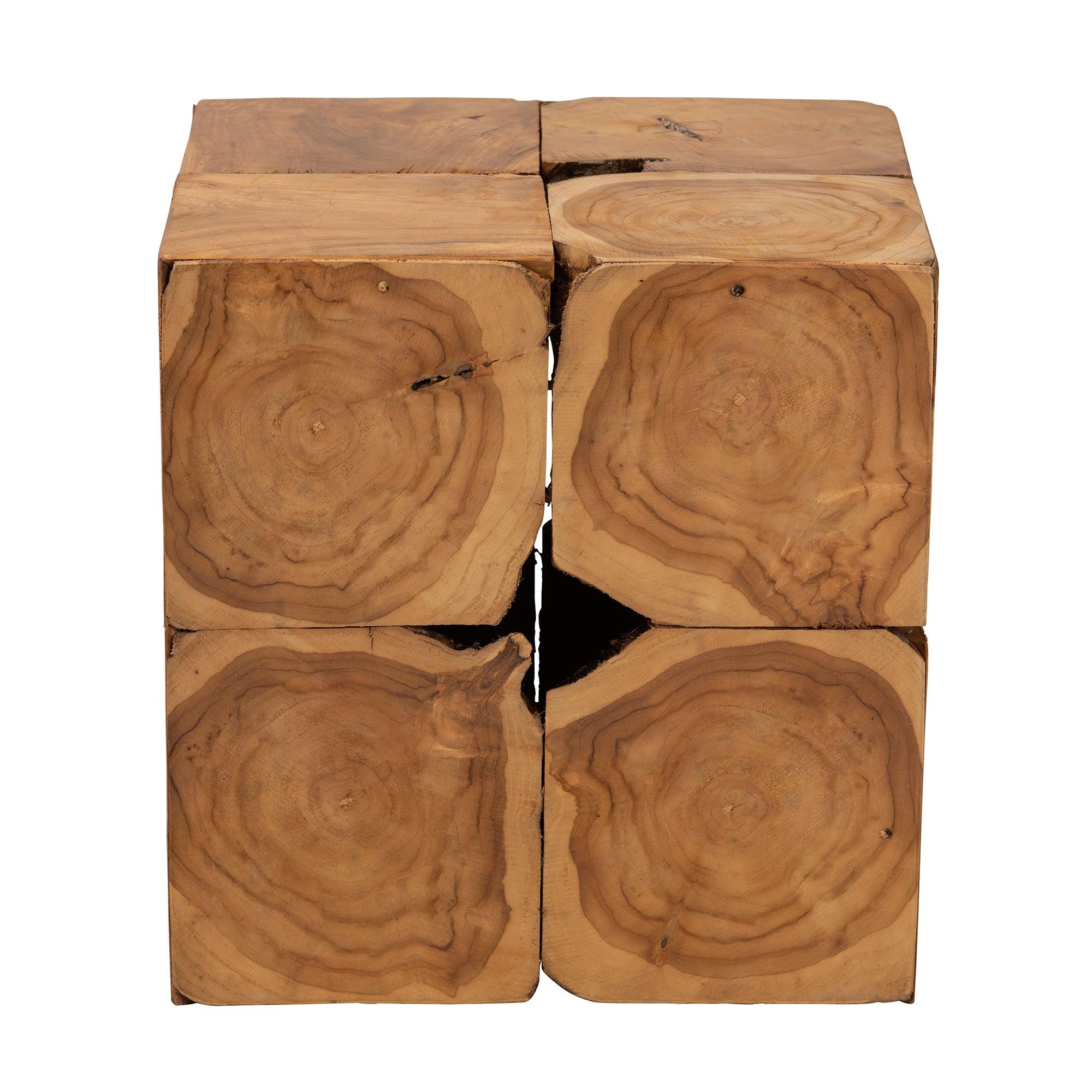 Bali & Pari Eldora Rustic Transitional Teak Root End Table