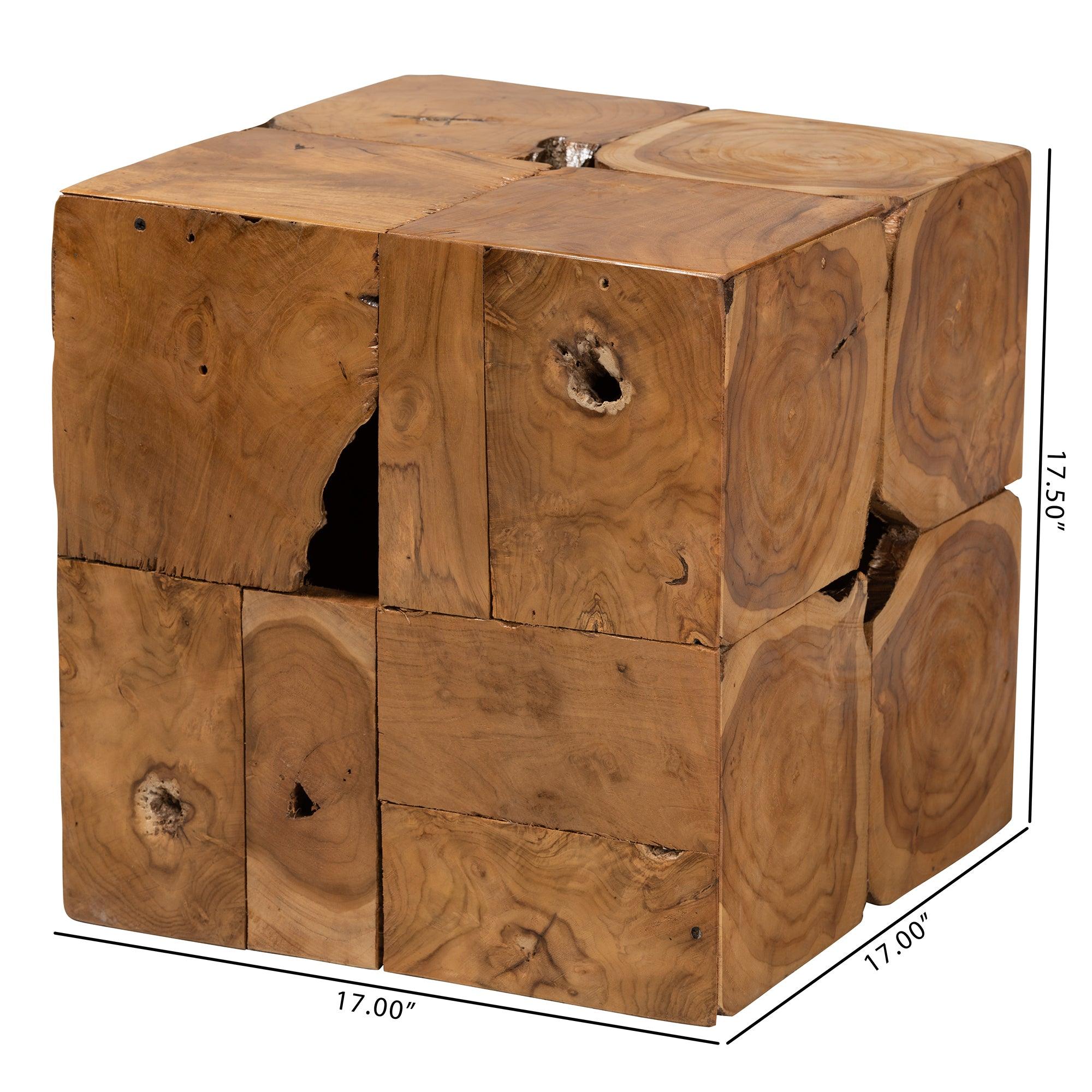 Bali & Pari Eldora Rustic Transitional Teak Root End Table