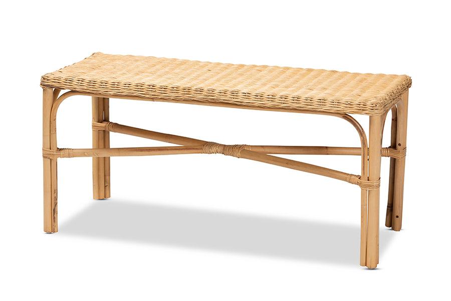Bali & Pari Cacaban Modern Bohemian Rattan Accent Bench