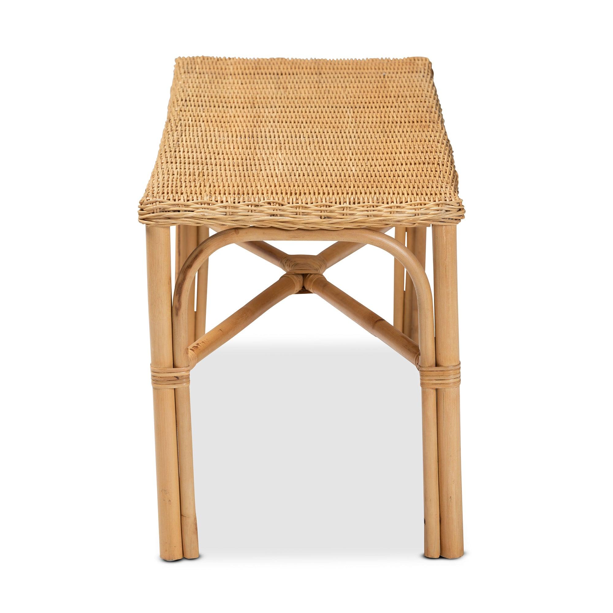 Bali & Pari Cacaban Modern Bohemian Rattan Accent Bench